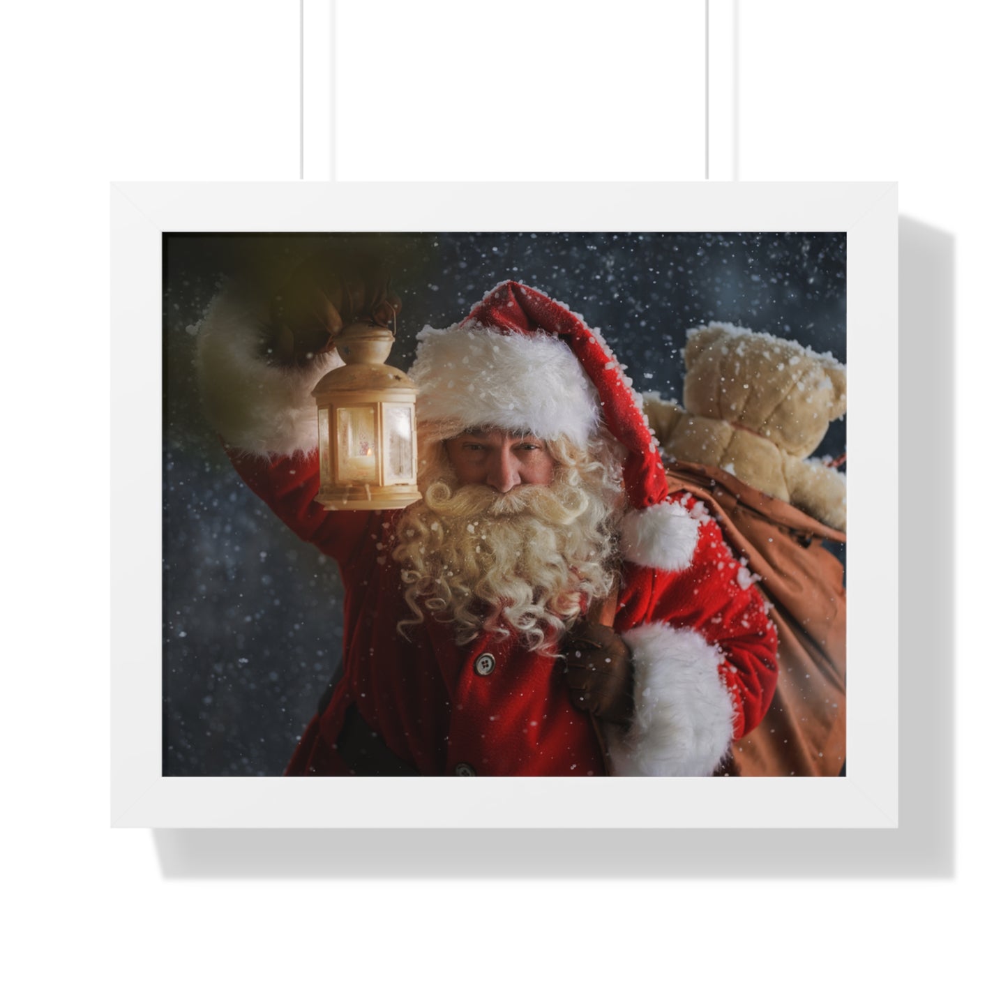 Christmas Wall Art Vintage Santa Claus with Lantern and Toy Bag | Vintage Mantle Art