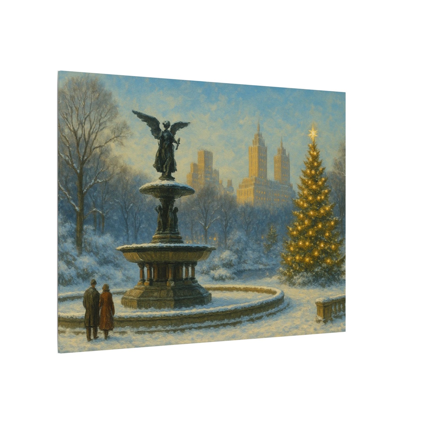 Vintage Christmas's Canvas, Bethesda Terrace Christmas Canvas Print, Central Park NYC  Art