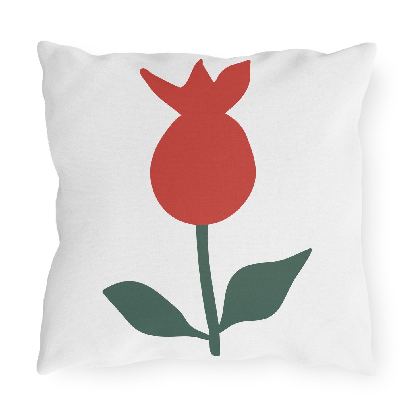 Red Flower Outdoor Throw Pillow | Botanical Garden Patio Cushion