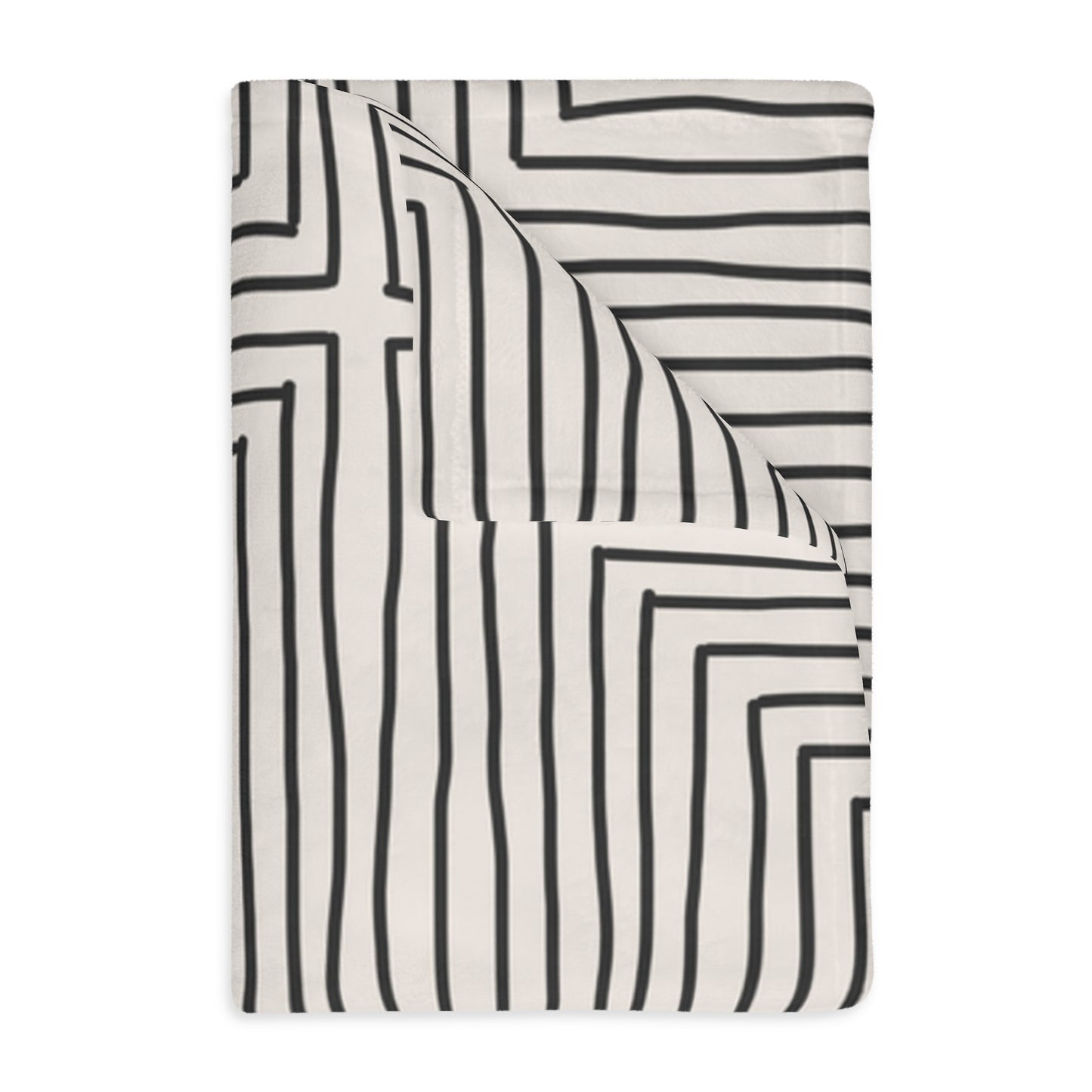 Hand-drawn Geometric Squares Blanket | Velveteen Microfiber Throw