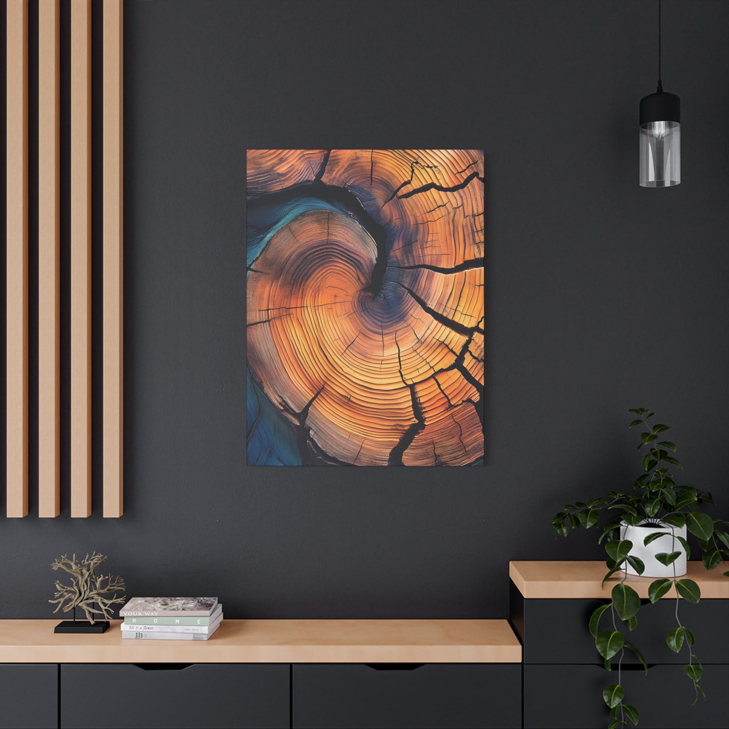 Colorful Wood Ring Canvas Wall Art, Abstract Tree Slice Print, Modern Rustic Decor, Vibrant Tree Rings Art on Canvas, Earthy Boho Wall Print