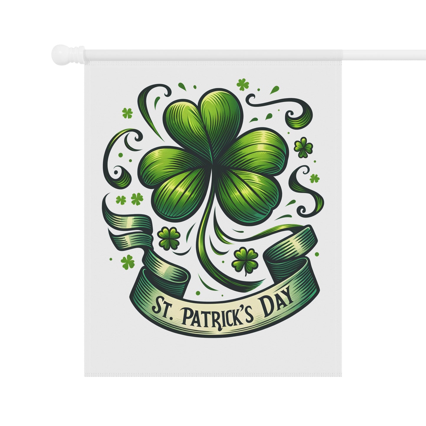 St. Patrick’s Day Shamrock Garden Flag | Irish Outdoor House Banner | Lucky Clover Yard Decor