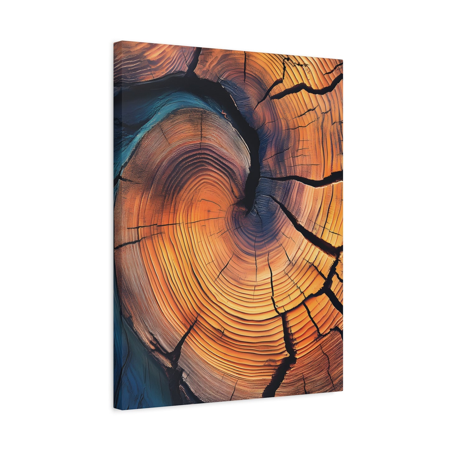 Colorful Wood Ring Canvas Wall Art, Abstract Tree Slice Print, Modern Rustic Decor, Vibrant Tree Rings Art on Canvas, Earthy Boho Wall Print