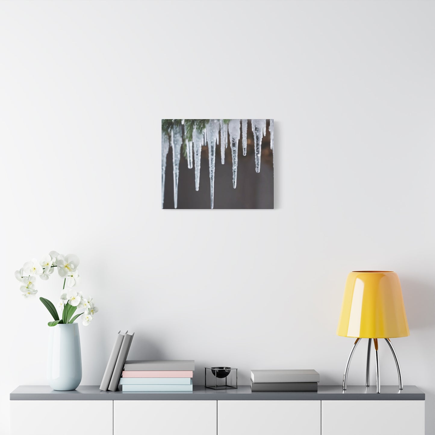 Icicles on Pine Branch Christmas Wall Art | Winter Mantle Decor