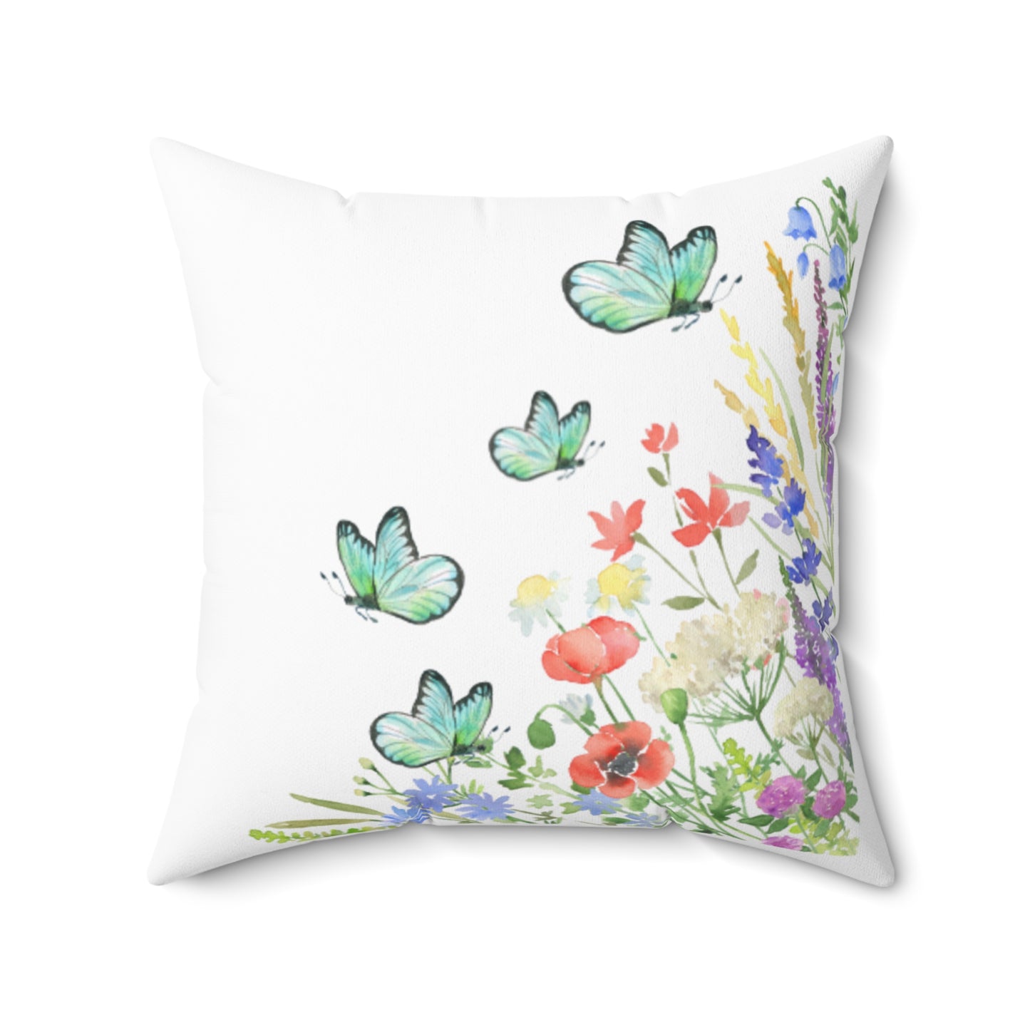 Butterfly Garden Square Pillow | Beautiful Floral Boho Throw Cushion
