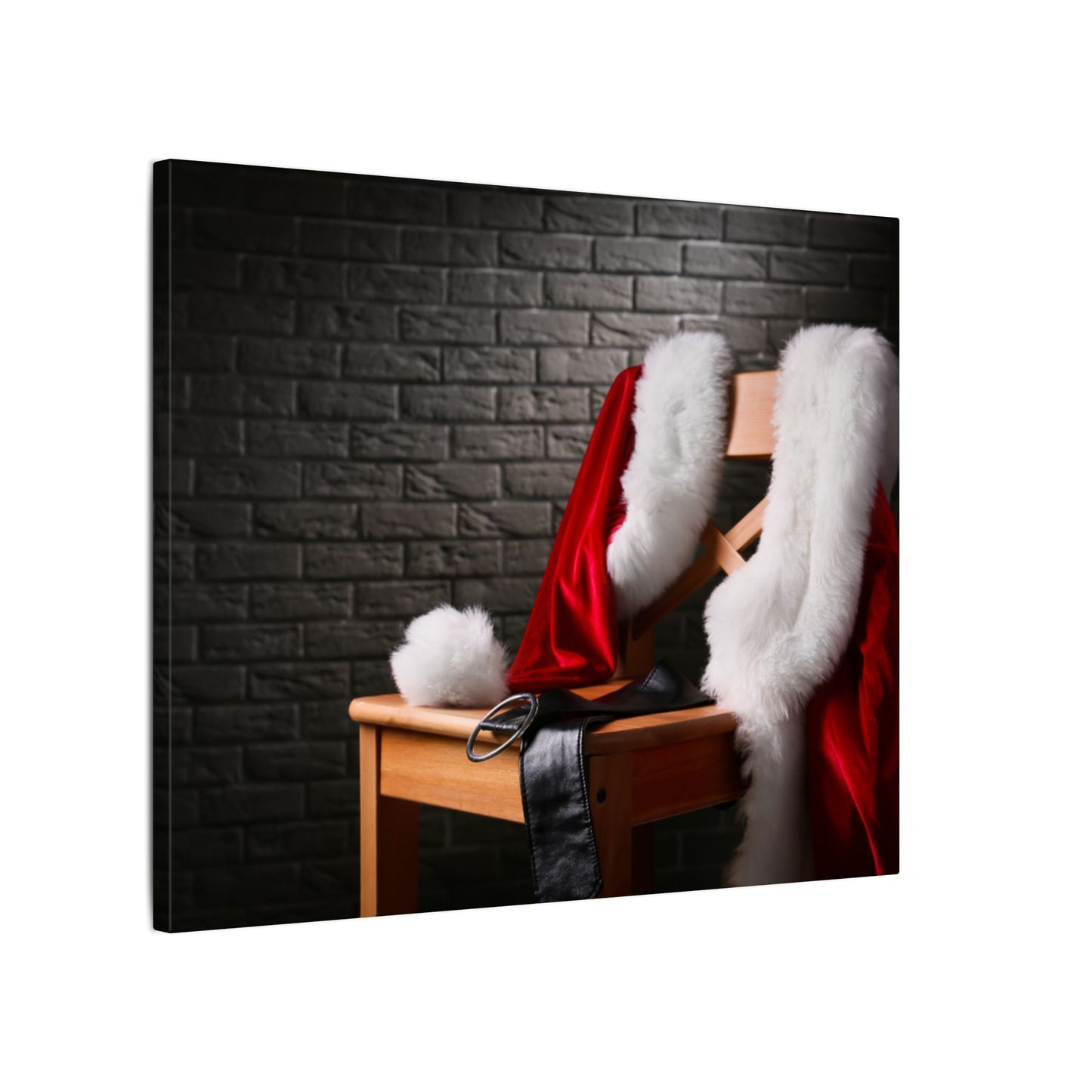 Canvas Wall Art, Santa Claus Belt Jacket Hat Festive Holiday Decor, Christmas Print