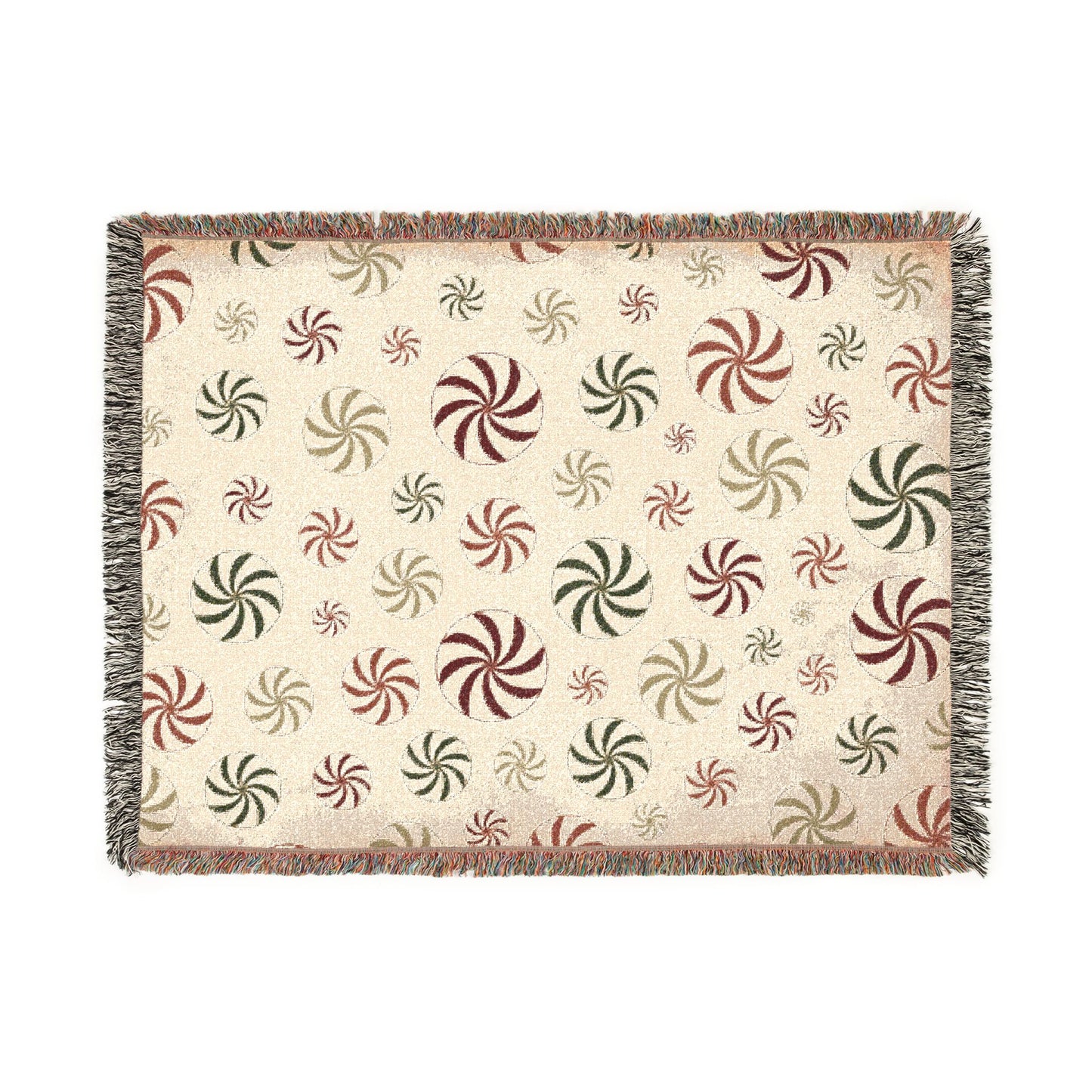 Peppermint Swirl Woven Throw Blanket | Cozy Christmas Holiday Decor