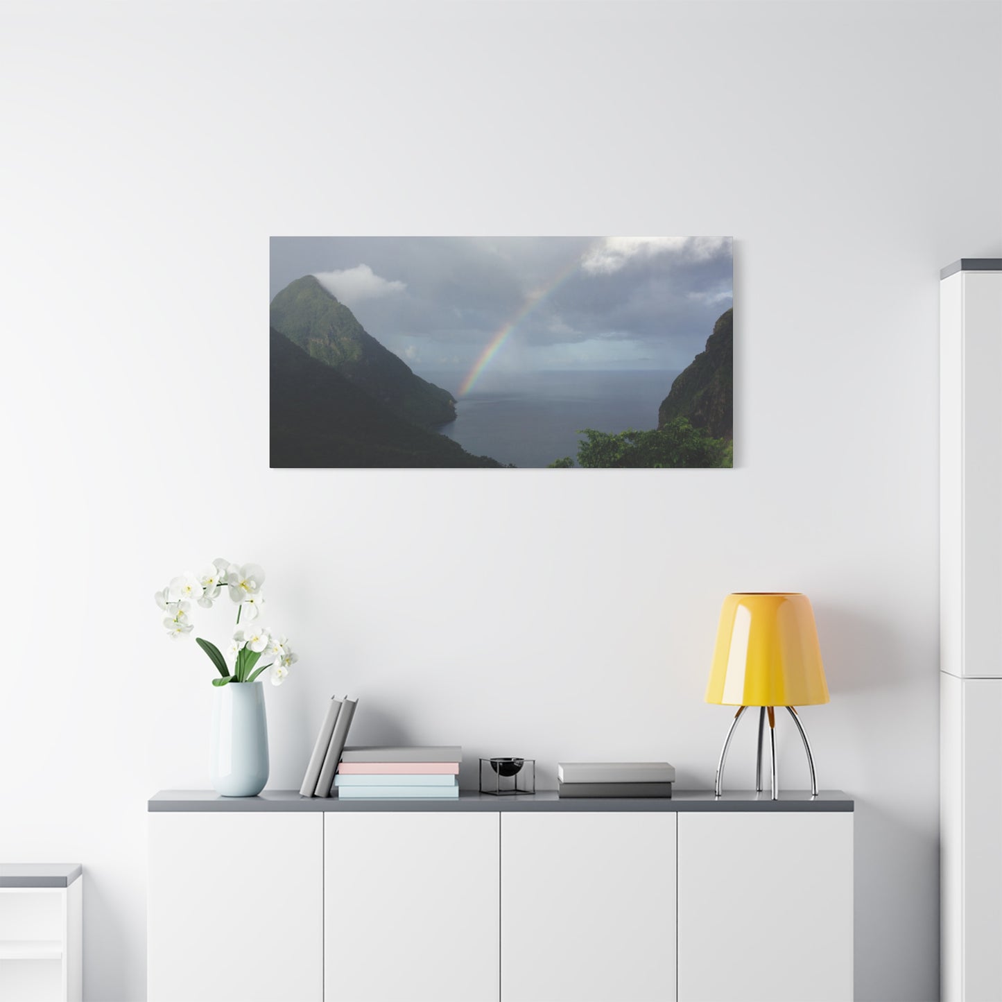 St. Lucia Pitons Rainbow Canvas Art | Caribbean Landscape Photography