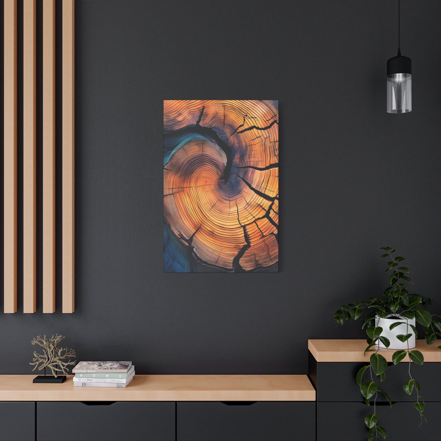 Colorful Wood Ring Canvas Wall Art, Abstract Tree Slice Print, Modern Rustic Decor, Vibrant Tree Rings Art on Canvas, Earthy Boho Wall Print
