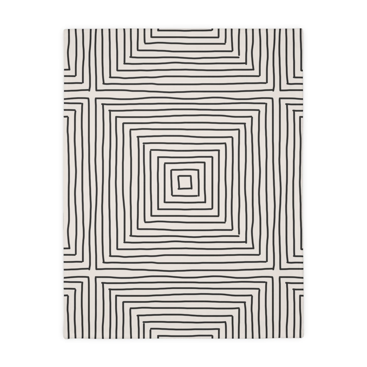 Hand-drawn Geometric Squares Blanket | Velveteen Microfiber Throw