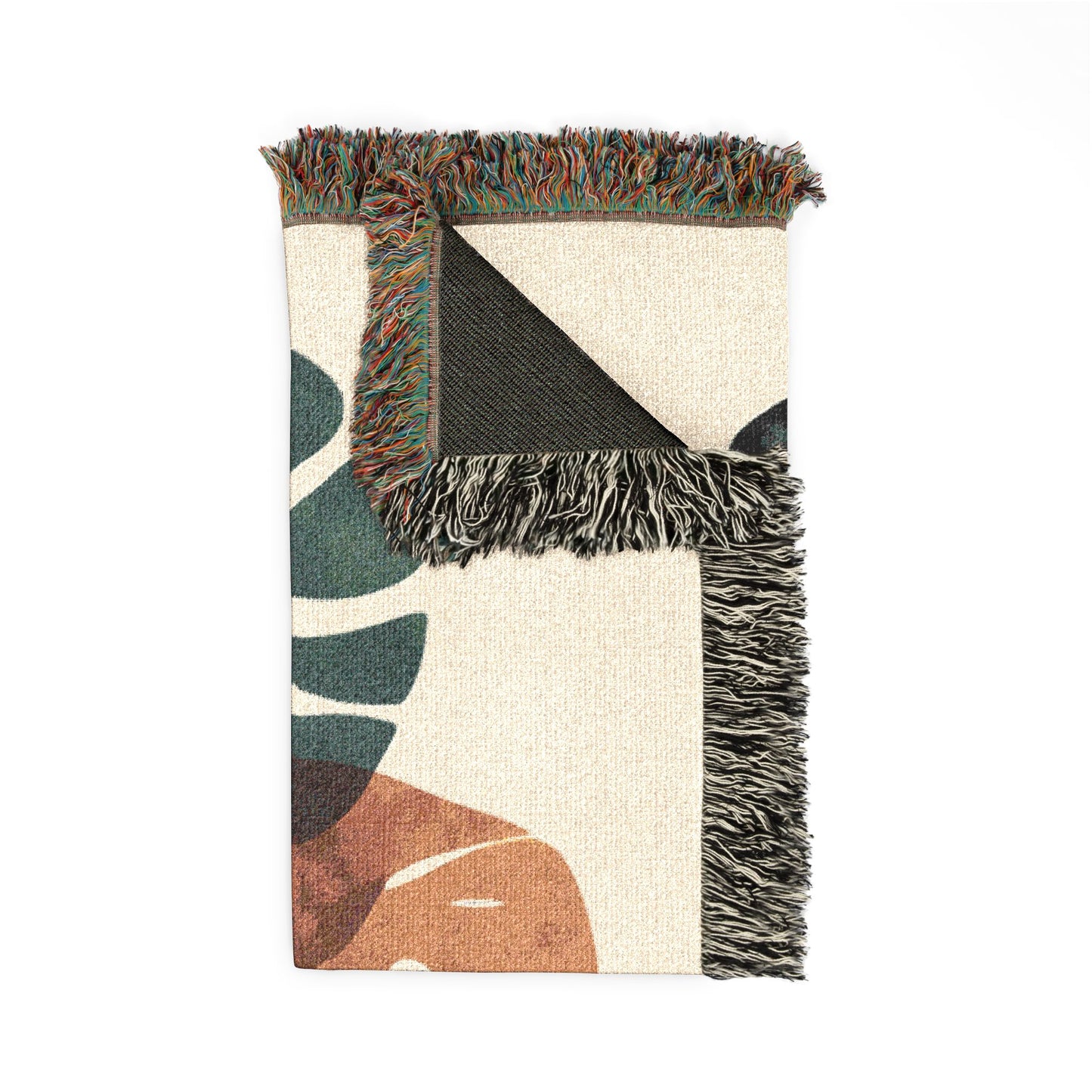 Boho Monstera Leaf Woven Throw Blanket | Botanical Home Decor