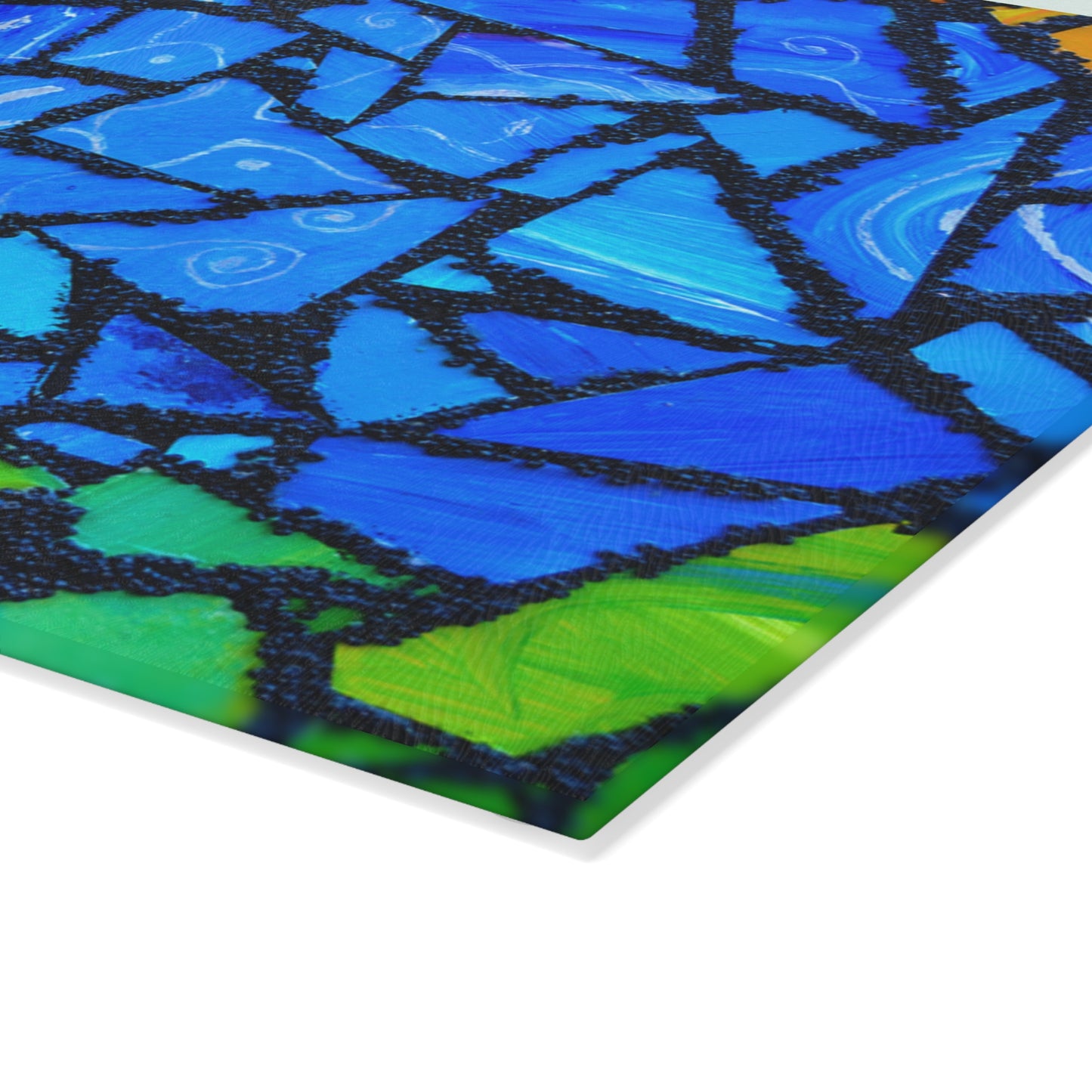 Blue Green Stained Glass Cutting Board | Mosaic Kitchen Decor