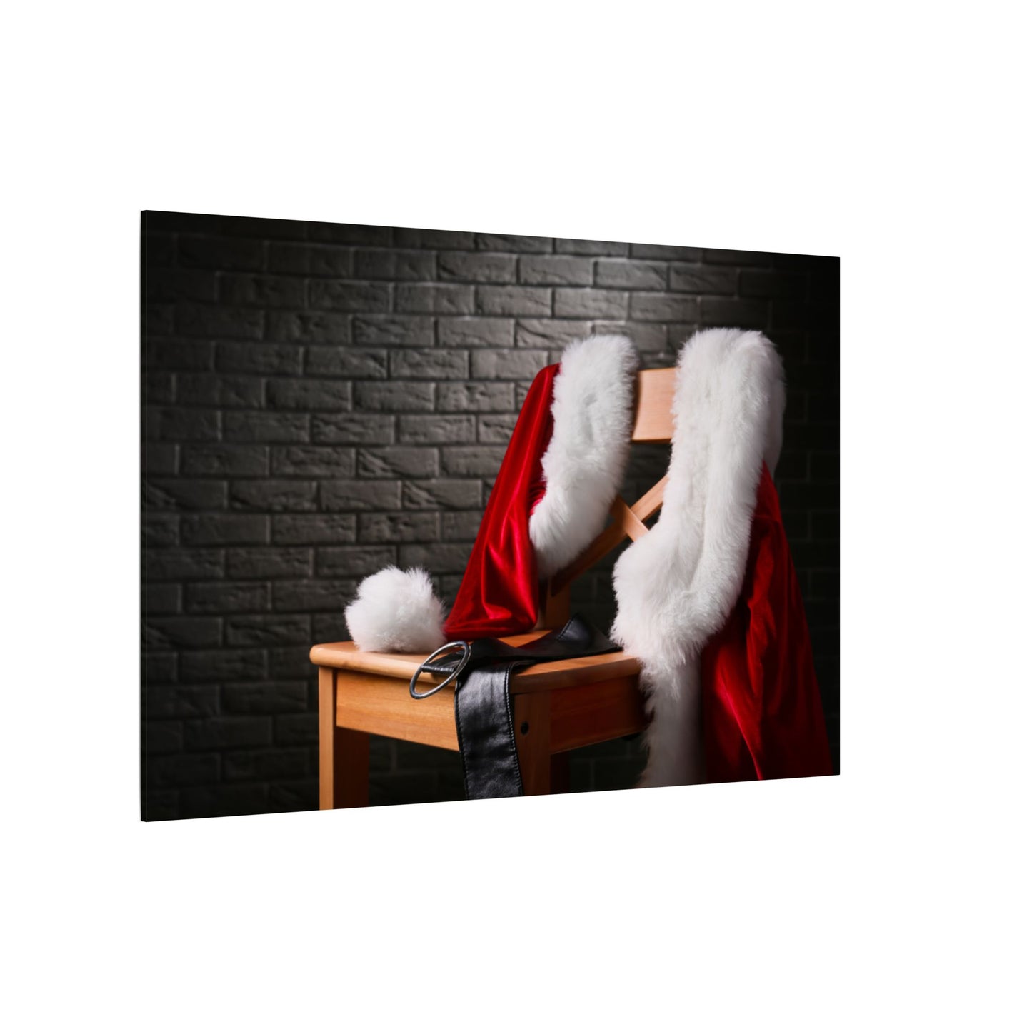 Canvas Wall Art, Santa Claus Belt Jacket Hat Festive Holiday Decor, Christmas Print