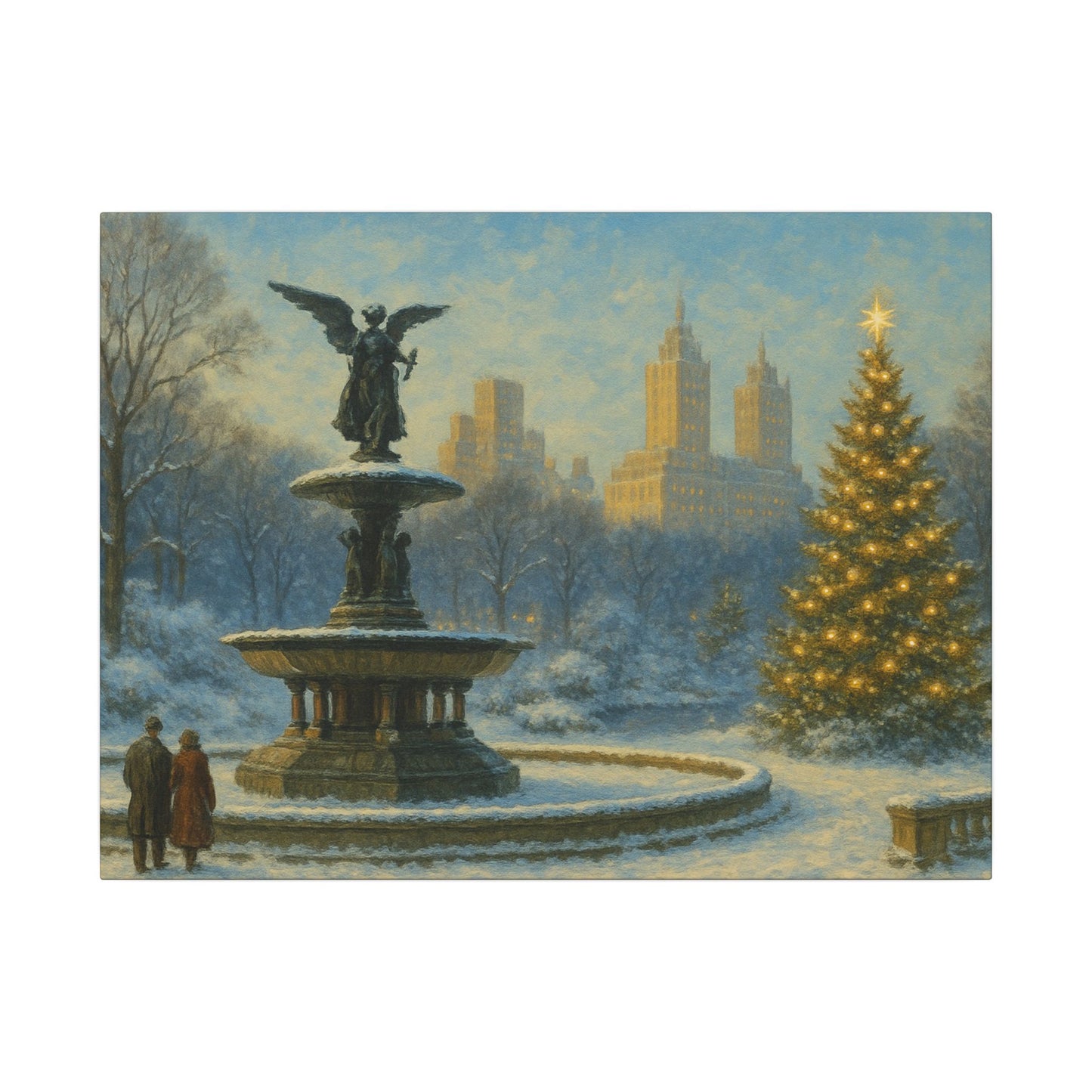 Vintage Christmas's Canvas, Bethesda Terrace Christmas Canvas Print, Central Park NYC  Art