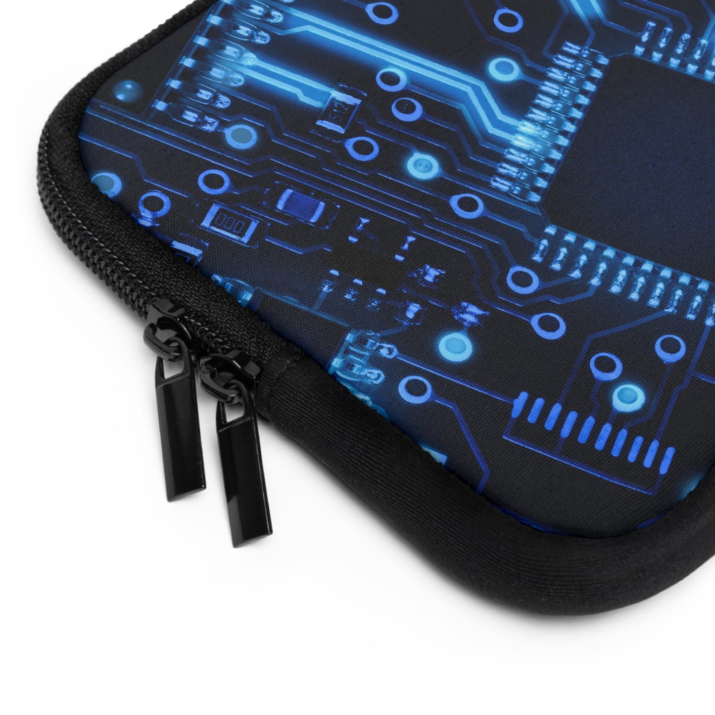 Blue Abstract Laptop Sleeve, Modern Circuit Board Case, Stylish Protective Cover