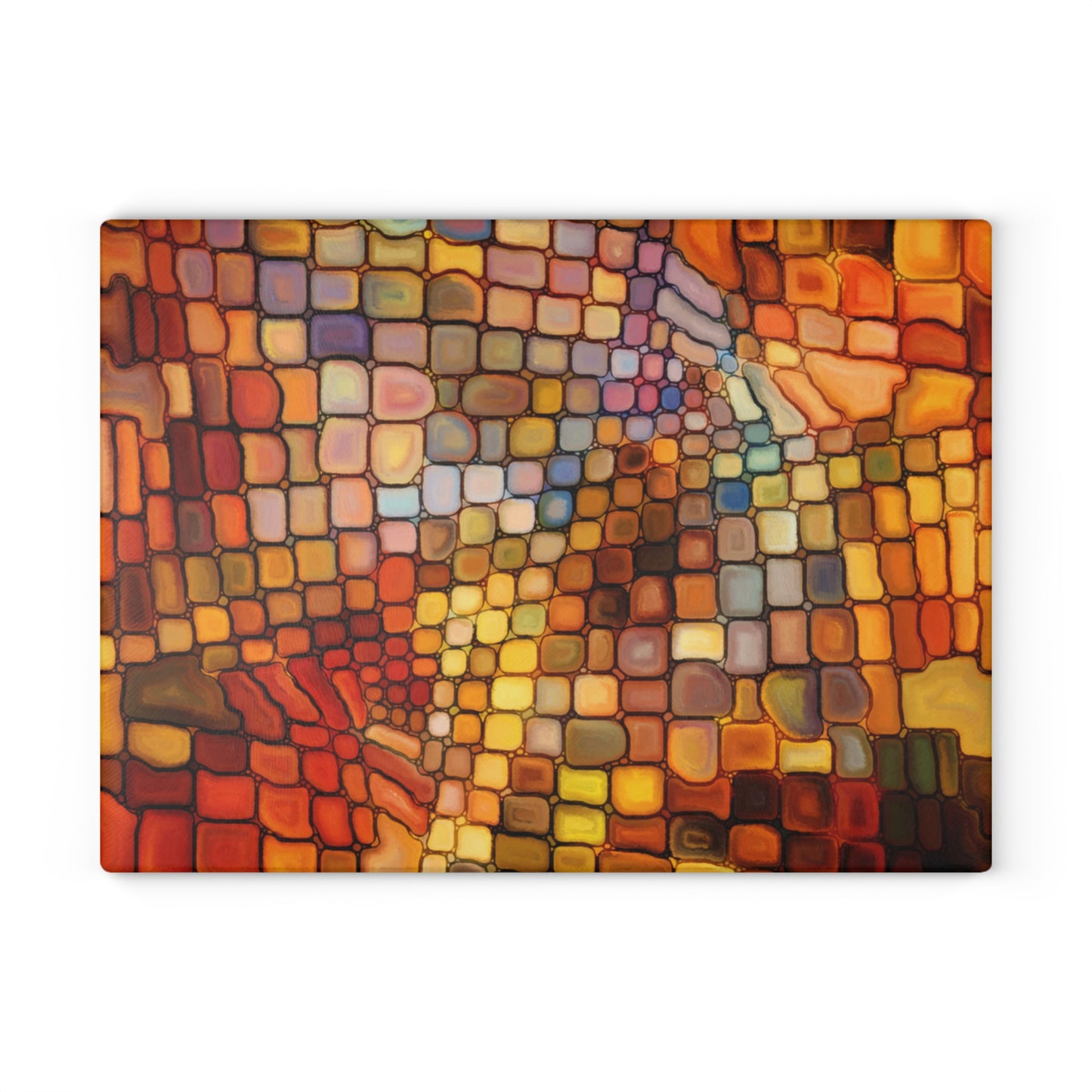 Colorful abstract mosaic design on a white background