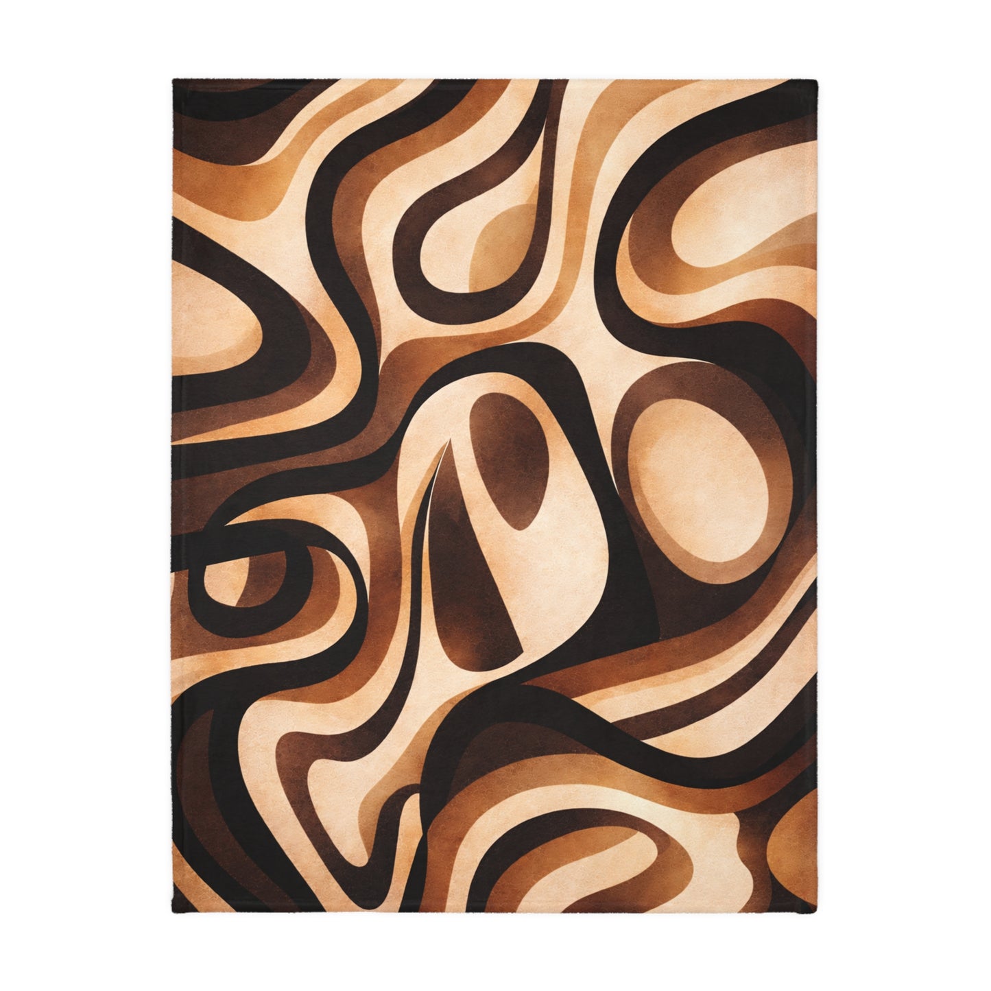 Caramel Coffee Swirl Velveteen Throw Blanket | Cozy Neutral Decor