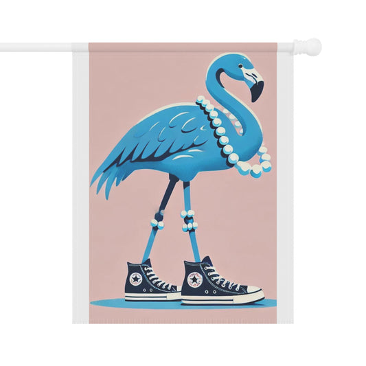 Blue Flamingo, Garden Flag, Pearls, High Top Sneakers