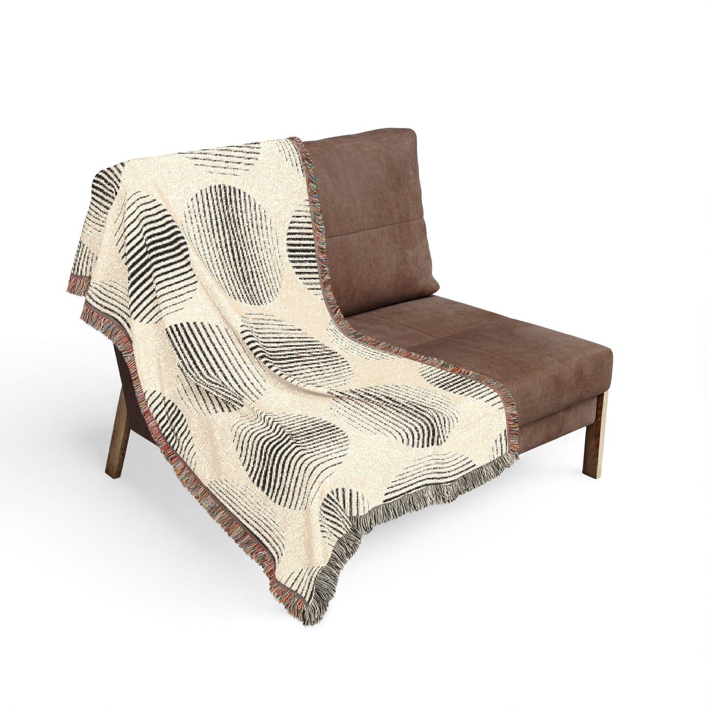 Modern Geometric Woven Throw Blanket | Black & Cream Circle Boho Decor