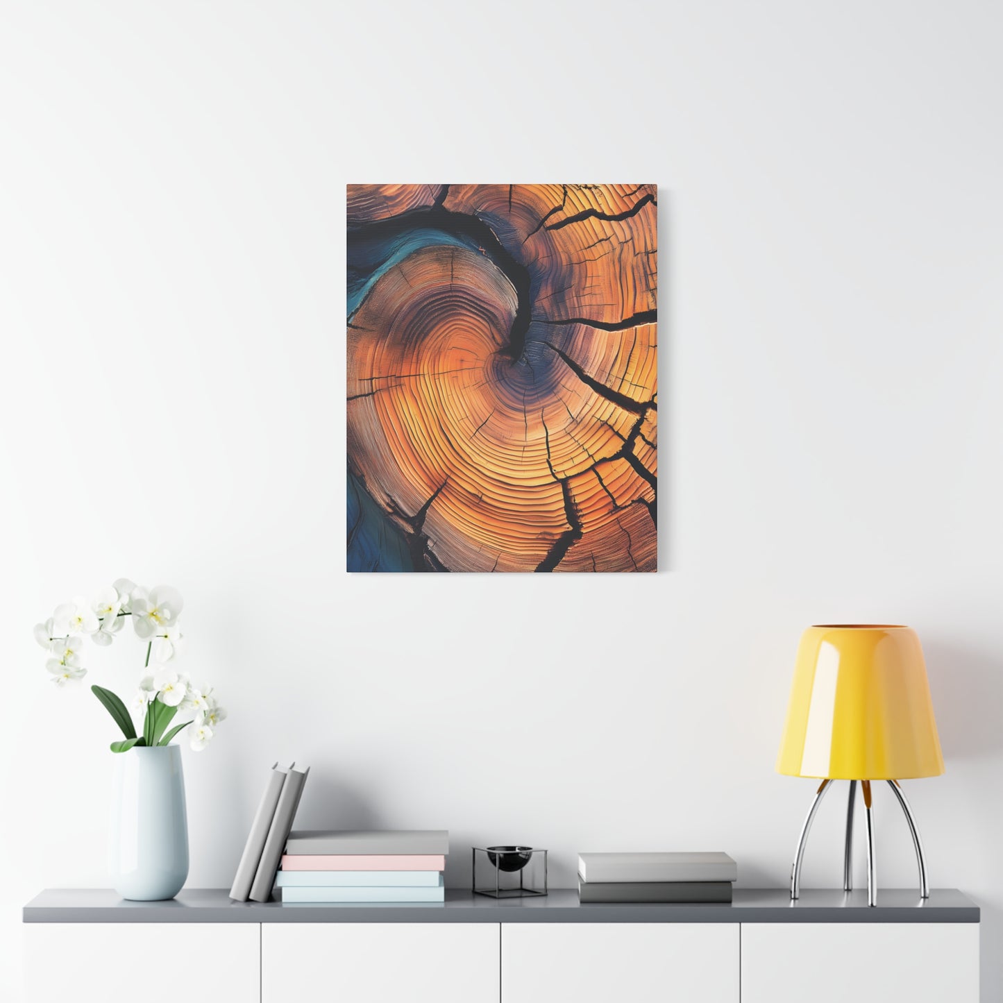 Colorful Wood Ring Canvas Wall Art, Abstract Tree Slice Print, Modern Rustic Decor, Vibrant Tree Rings Art on Canvas, Earthy Boho Wall Print