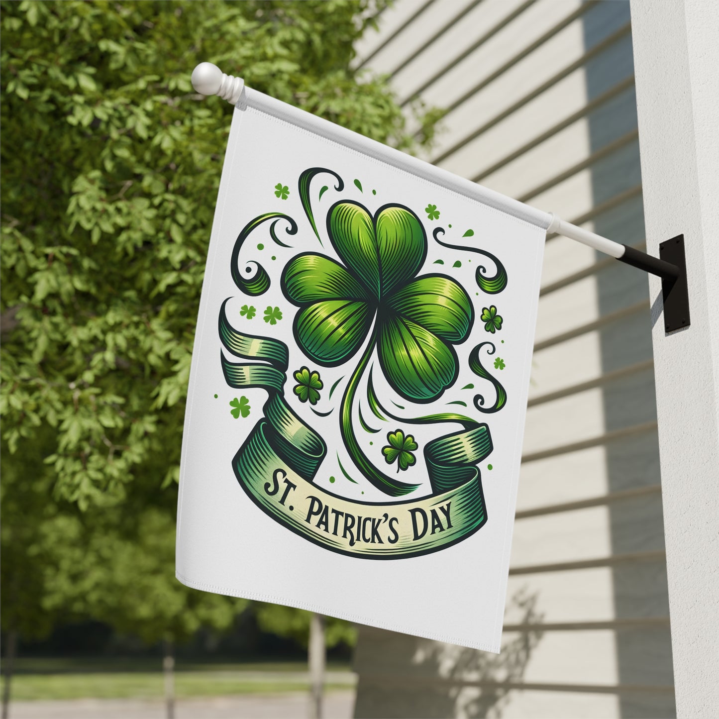 St. Patrick’s Day Shamrock Garden Flag | Irish Outdoor House Banner | Lucky Clover Yard Decor