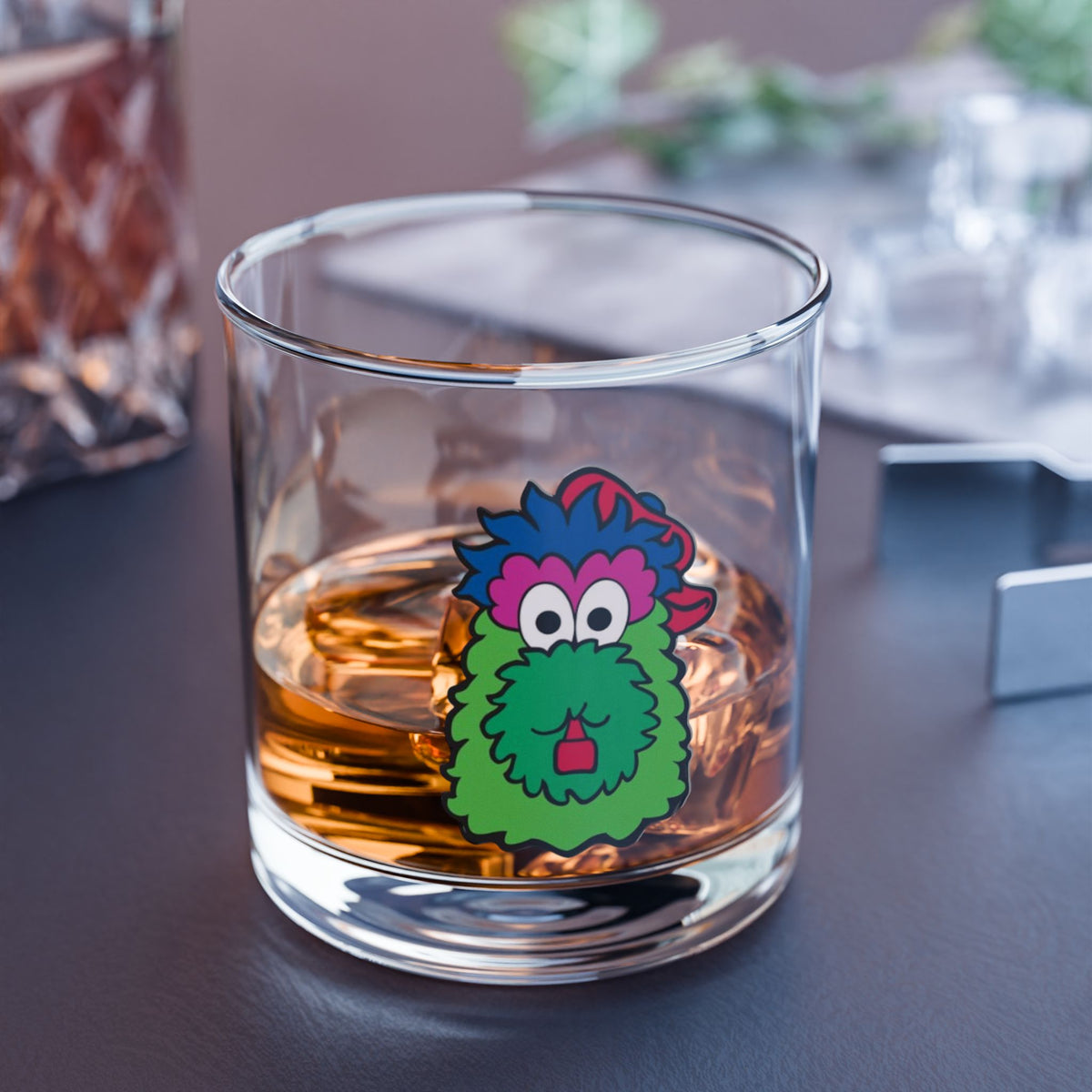 Philly Inspired Rocks Glass, Cartoon Mascot Glass, Baseball Fan Gift