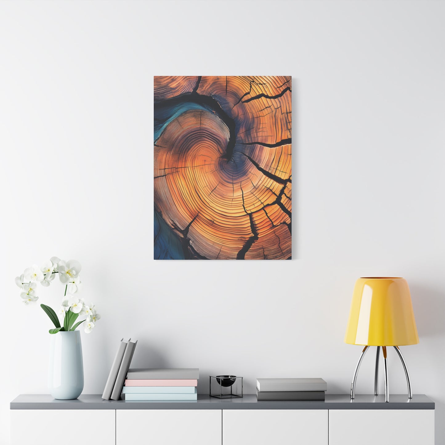 Colorful Wood Ring Canvas Wall Art, Abstract Tree Slice Print, Modern Rustic Decor, Vibrant Tree Rings Art on Canvas, Earthy Boho Wall Print