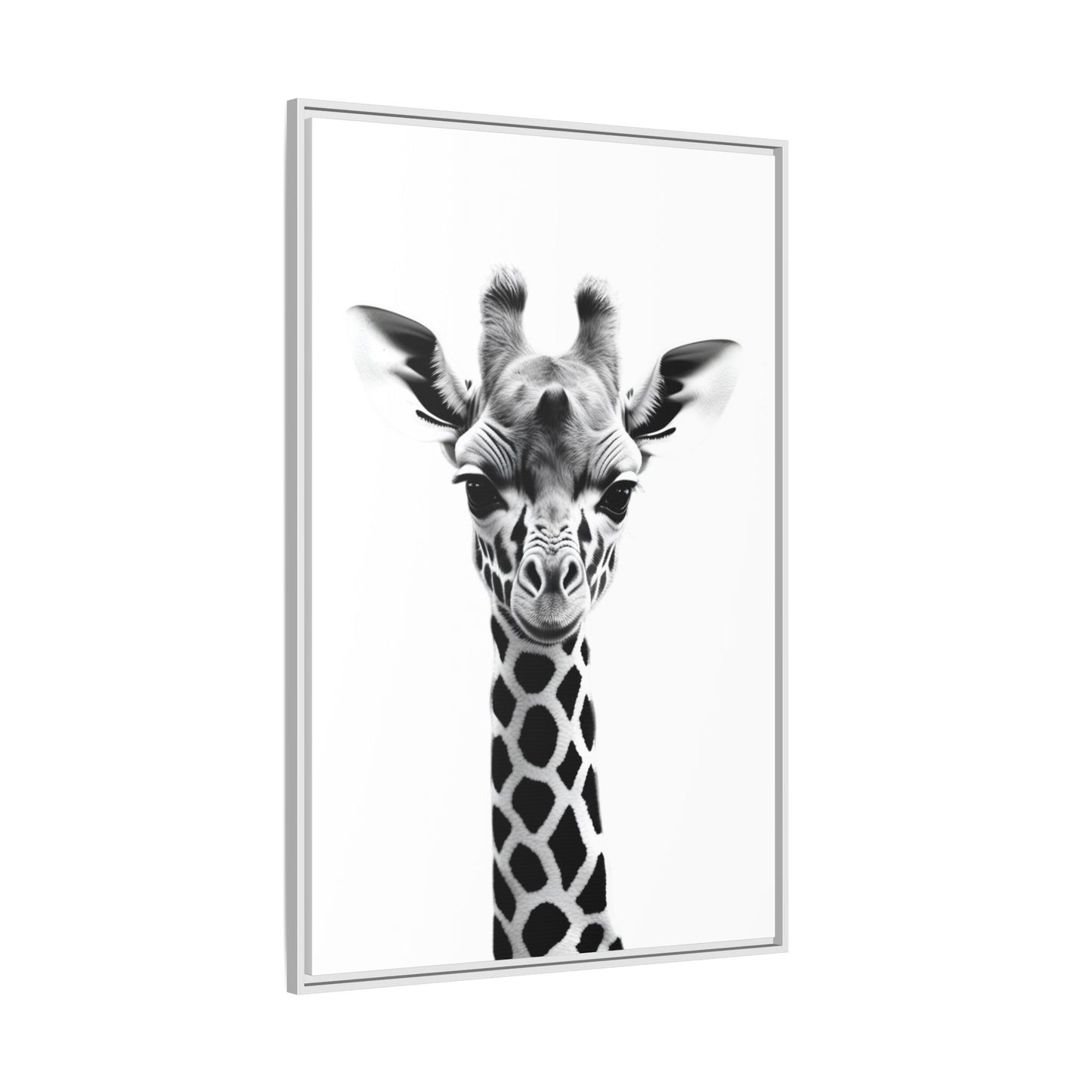 Baby Giraffe Wall Art Black & White Wildlife Photography Print, Cute Giraffe Lover Gift