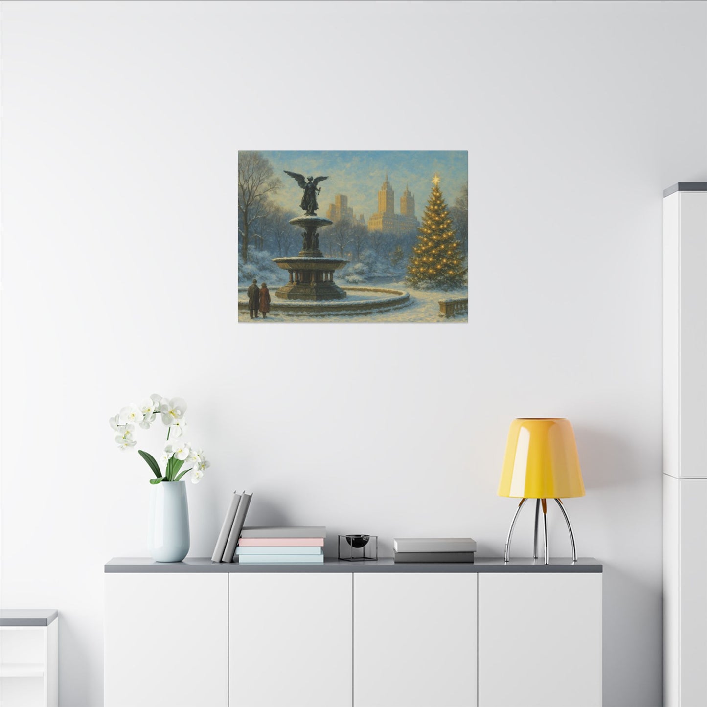 Vintage Christmas's Canvas, Bethesda Terrace Christmas Canvas Print, Central Park NYC  Art