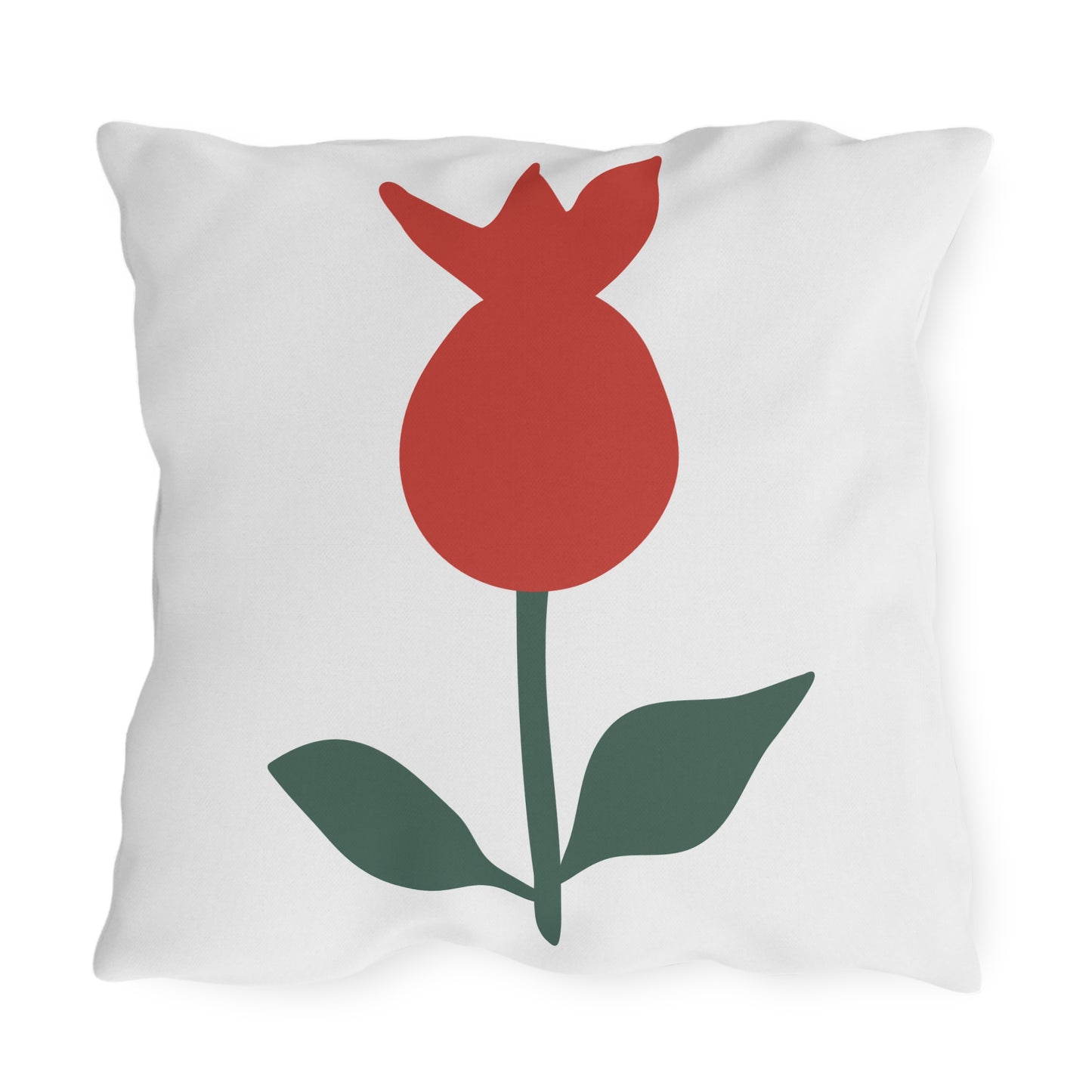 Red Flower Outdoor Throw Pillow | Botanical Garden Patio Cushion