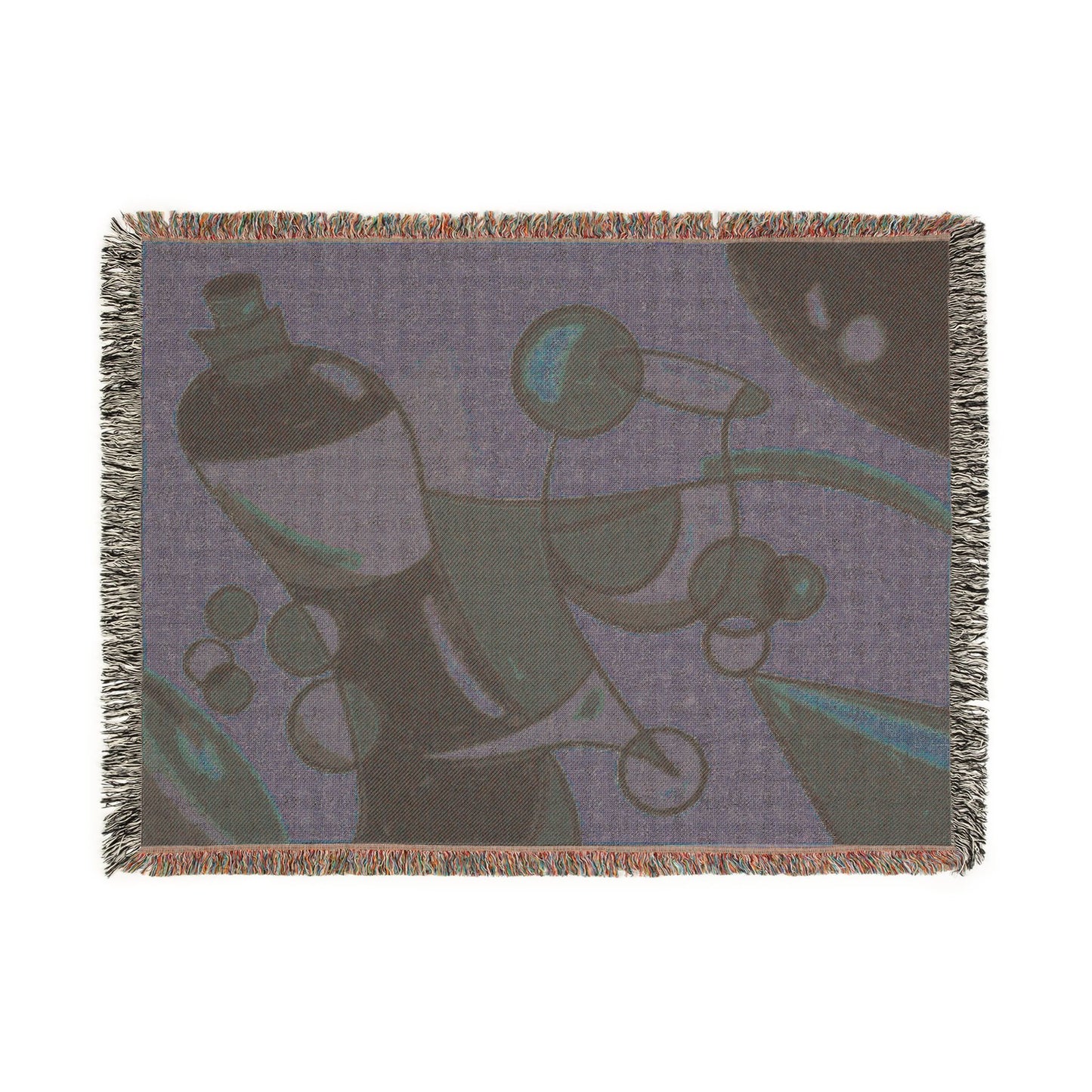 Mid Century Modern Abstract Woven Throw Blanket – Retro Art Deco Geometric Design
