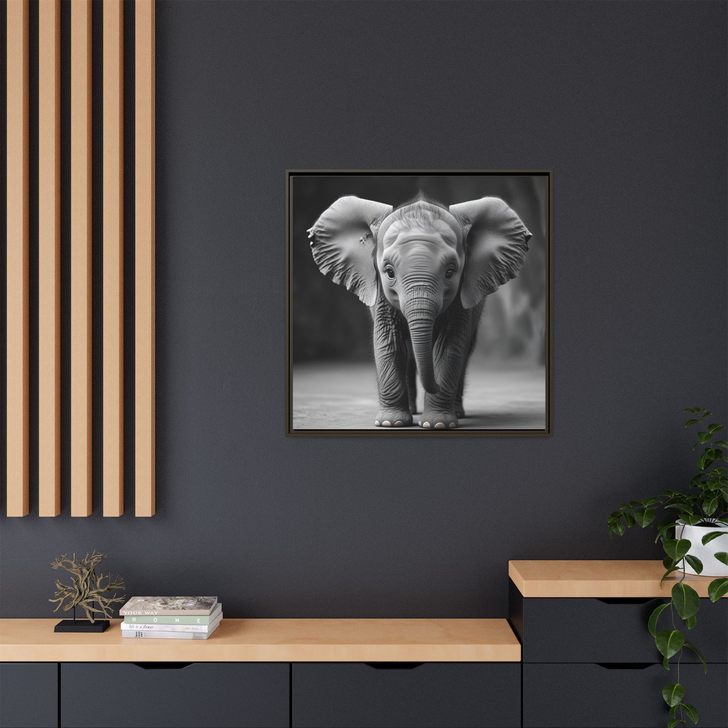 Adorable Baby Elephant Wall Art Black & White Wildlife Photography Print, Cute Safari Animal Home Decor, Elephant Lover Gift