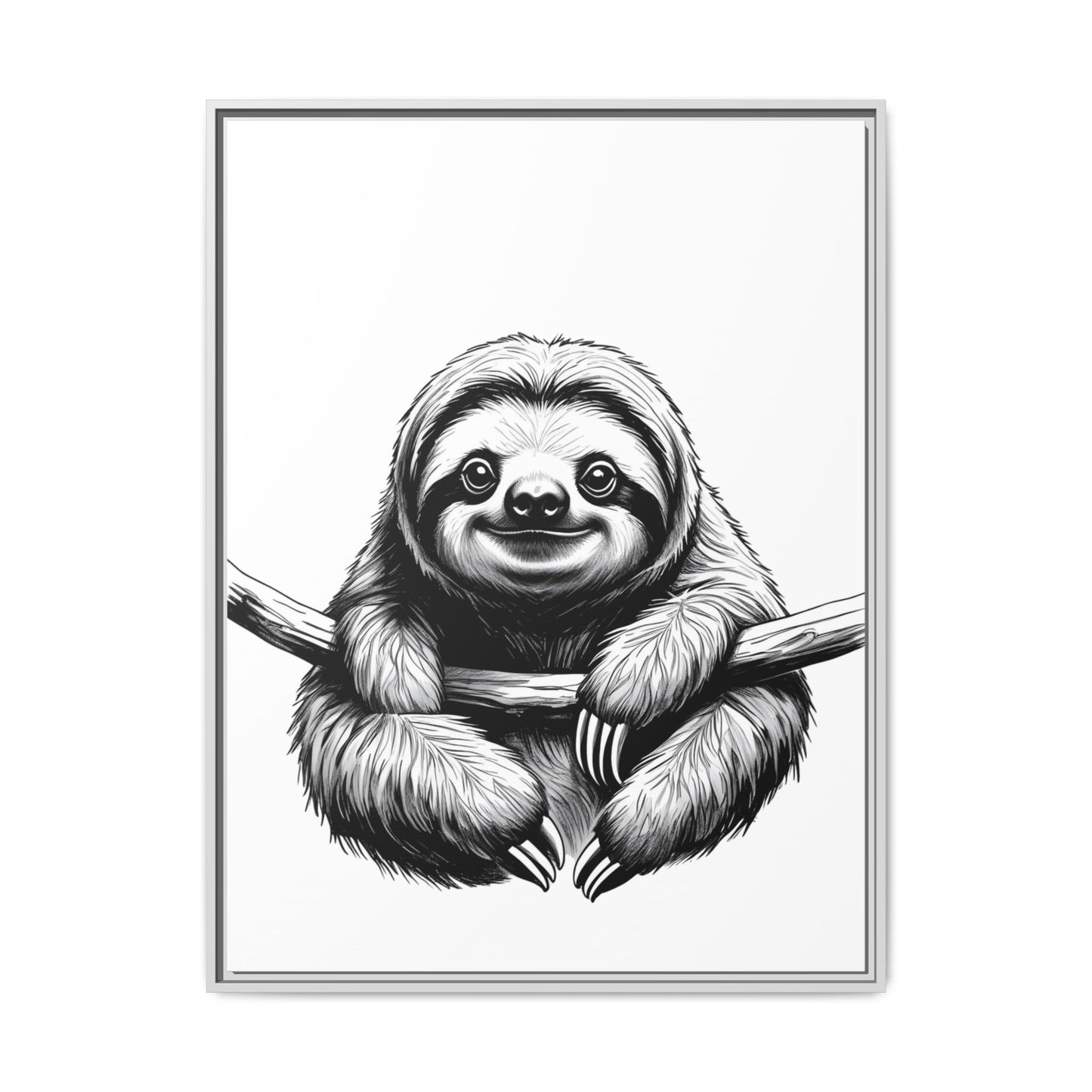 Adorable Sloth Hanging from Tree Branch Black & White Animal Wall Art, Cute Sloth Print, Jungle Theme Nursery Decor, Baby Shower Gift