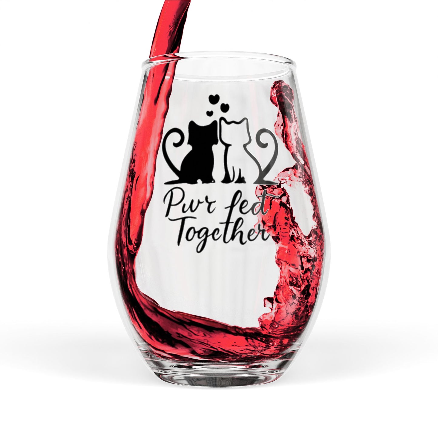 Purr-fect Together Cat Wine Glass | Cute Couples Gift