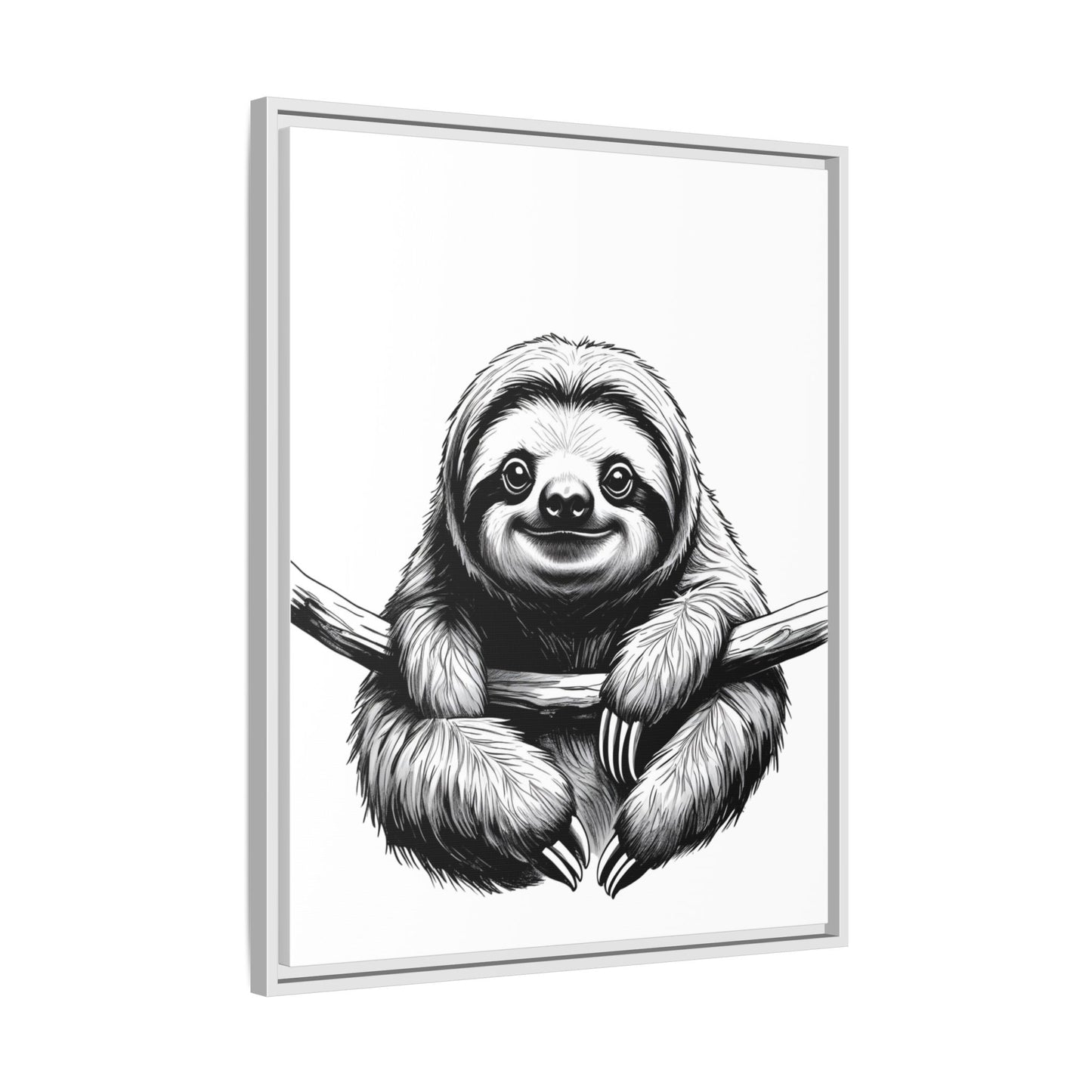 Adorable Sloth Hanging from Tree Branch Black & White Animal Wall Art, Cute Sloth Print, Jungle Theme Nursery Decor, Baby Shower Gift