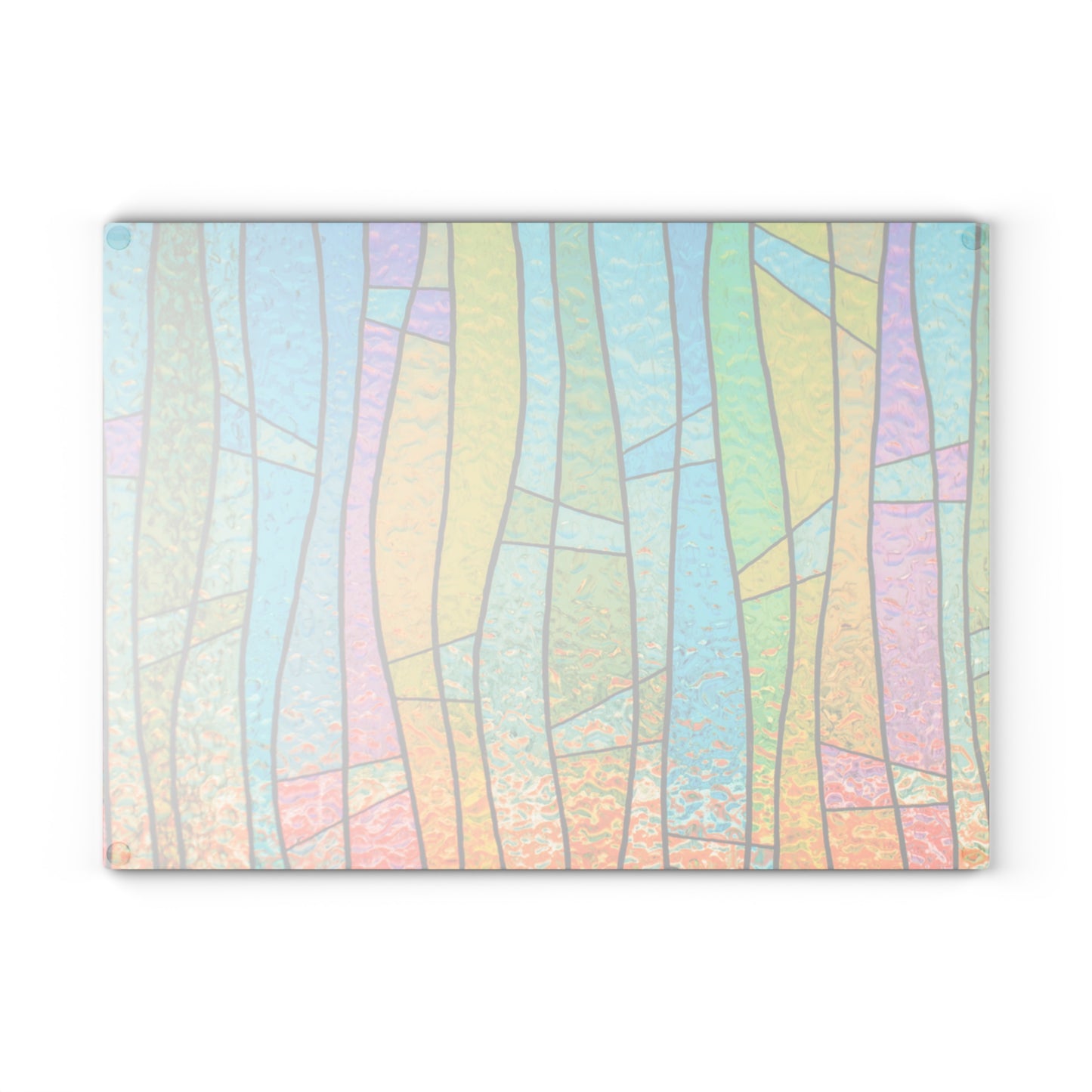 Stained Glass Stripe Glass Cutting Board | Colorful Kitchen Decor
