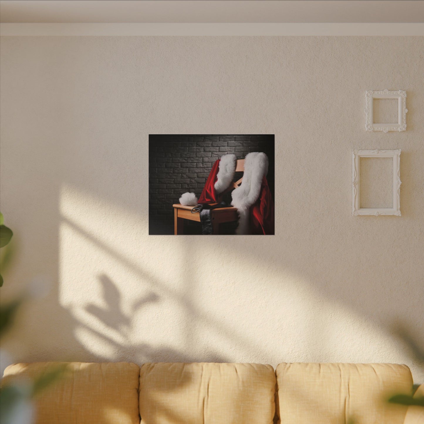 Canvas Wall Art, Santa Claus Belt Jacket Hat Festive Holiday Decor, Christmas Print