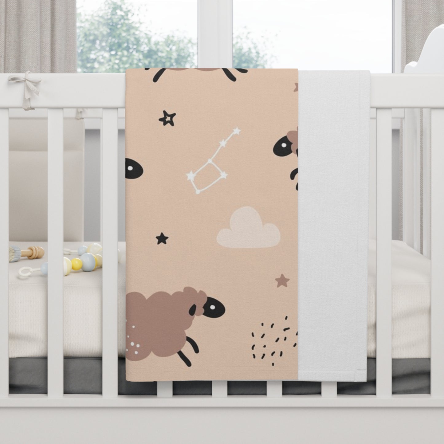 Sheep Baby Fleece Blanket | Soft Nursery Decor | Gender Neutral Baby Shower Gift | Toddler Blankie