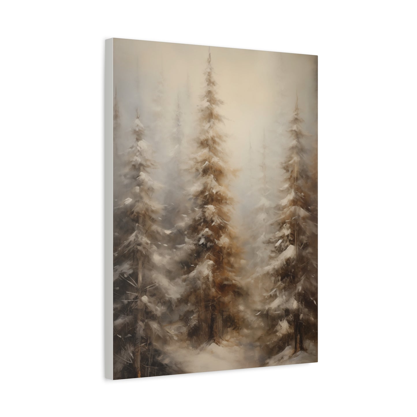 Snowy Pine Forest Winter Canvas Wall Art | Rustic Cabin Decor