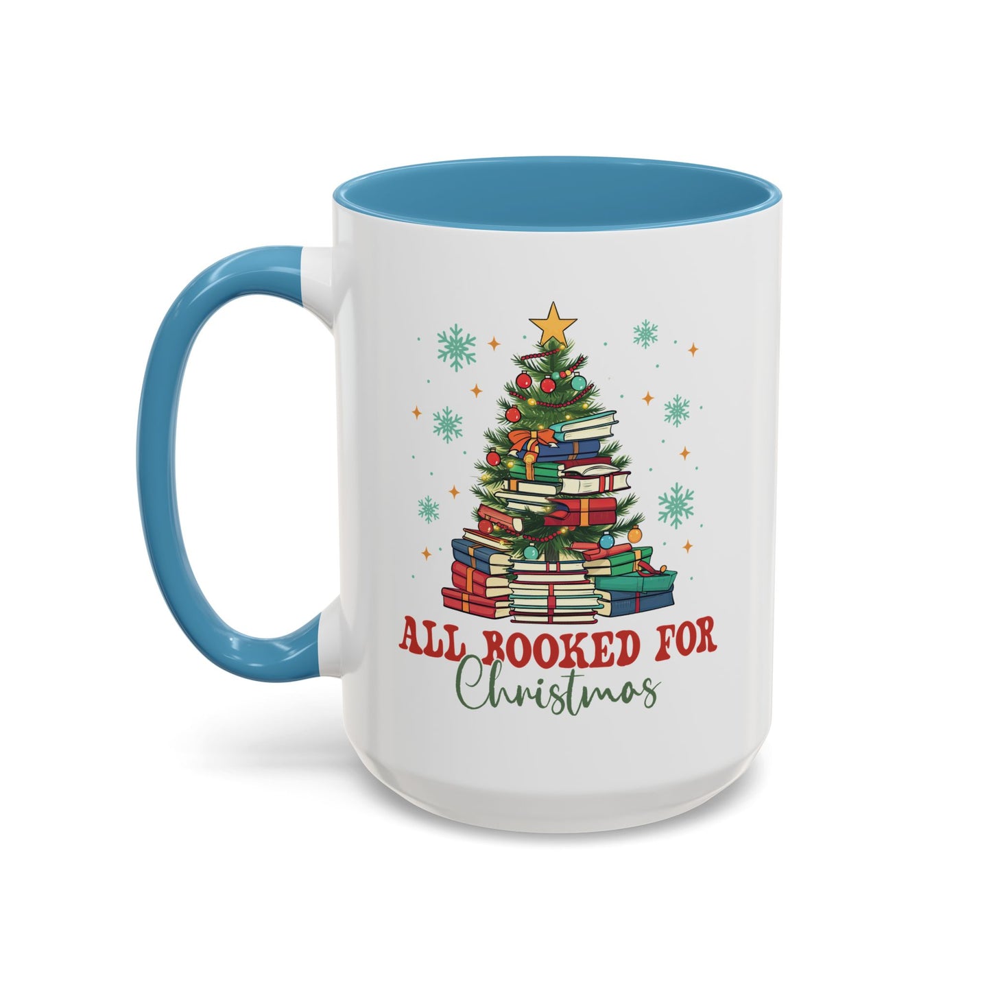 Christmas Booked Coffee Mug (11, 15oz) Holiday Book Lover Gift Festive Reading Mug Xmas Tree Teacher Gift
