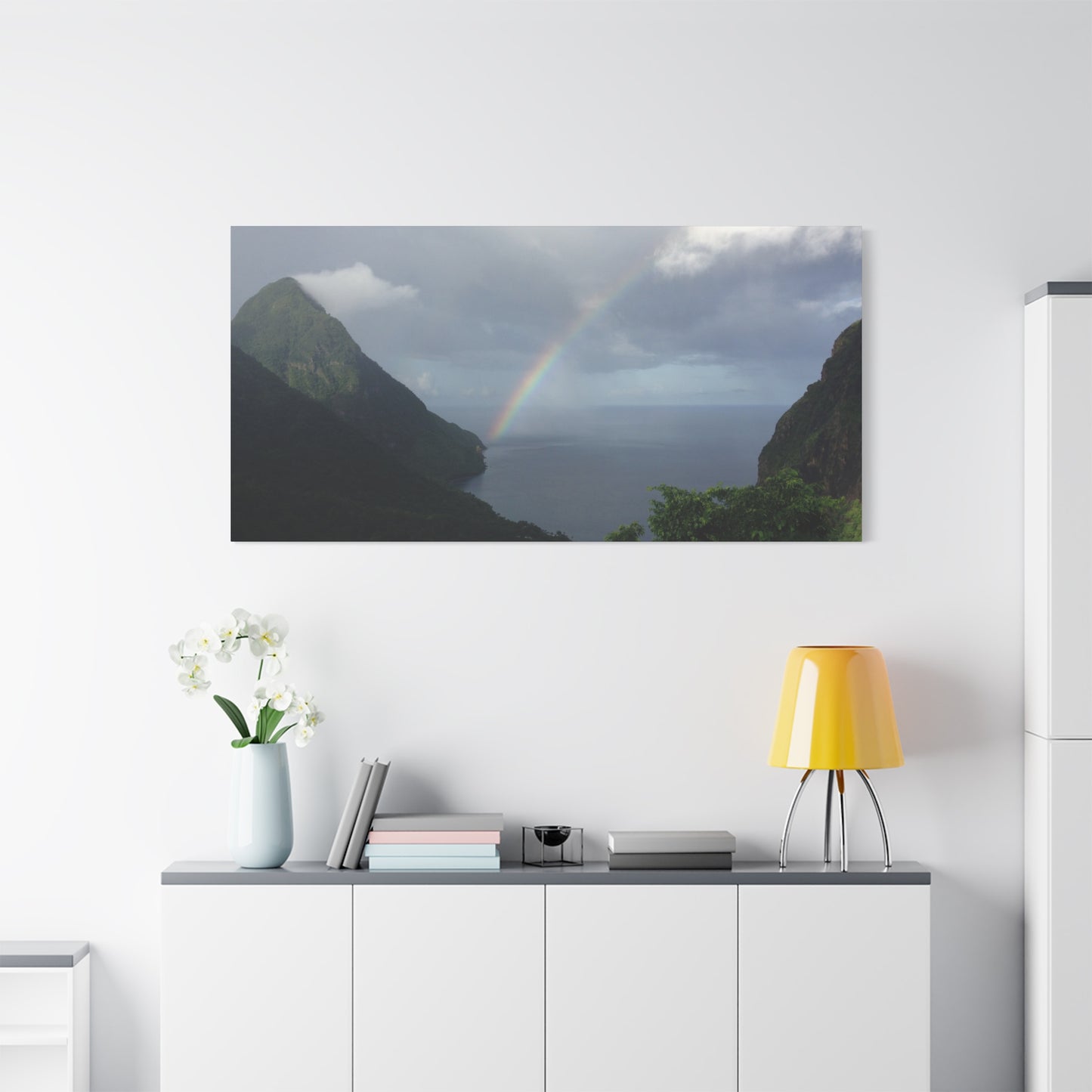 St. Lucia Pitons Rainbow Canvas Art | Caribbean Landscape Photography