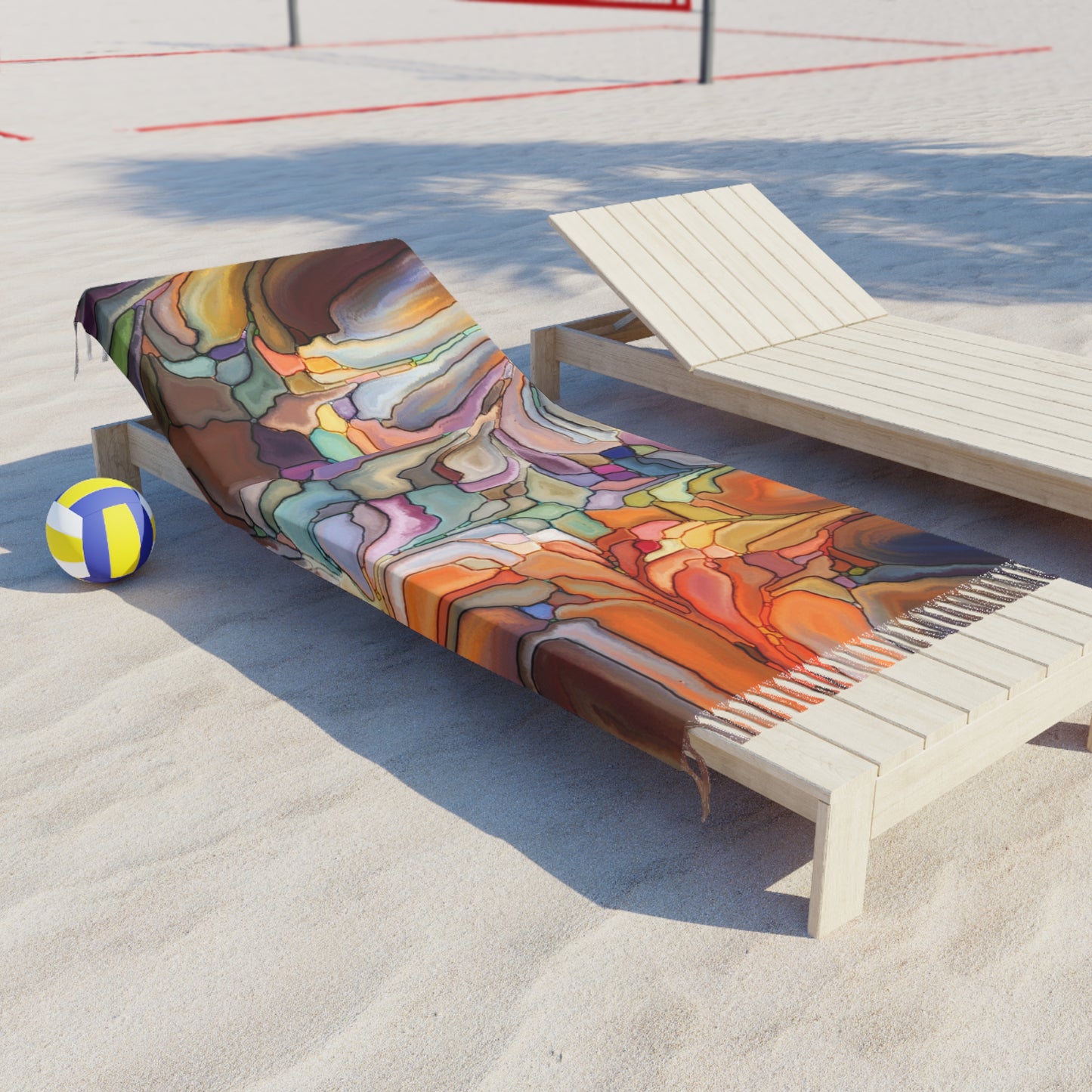 Colorful Abstract Boho Beach Throw | Fringe Statement Blanket | Luxury Coastal Summer Decor