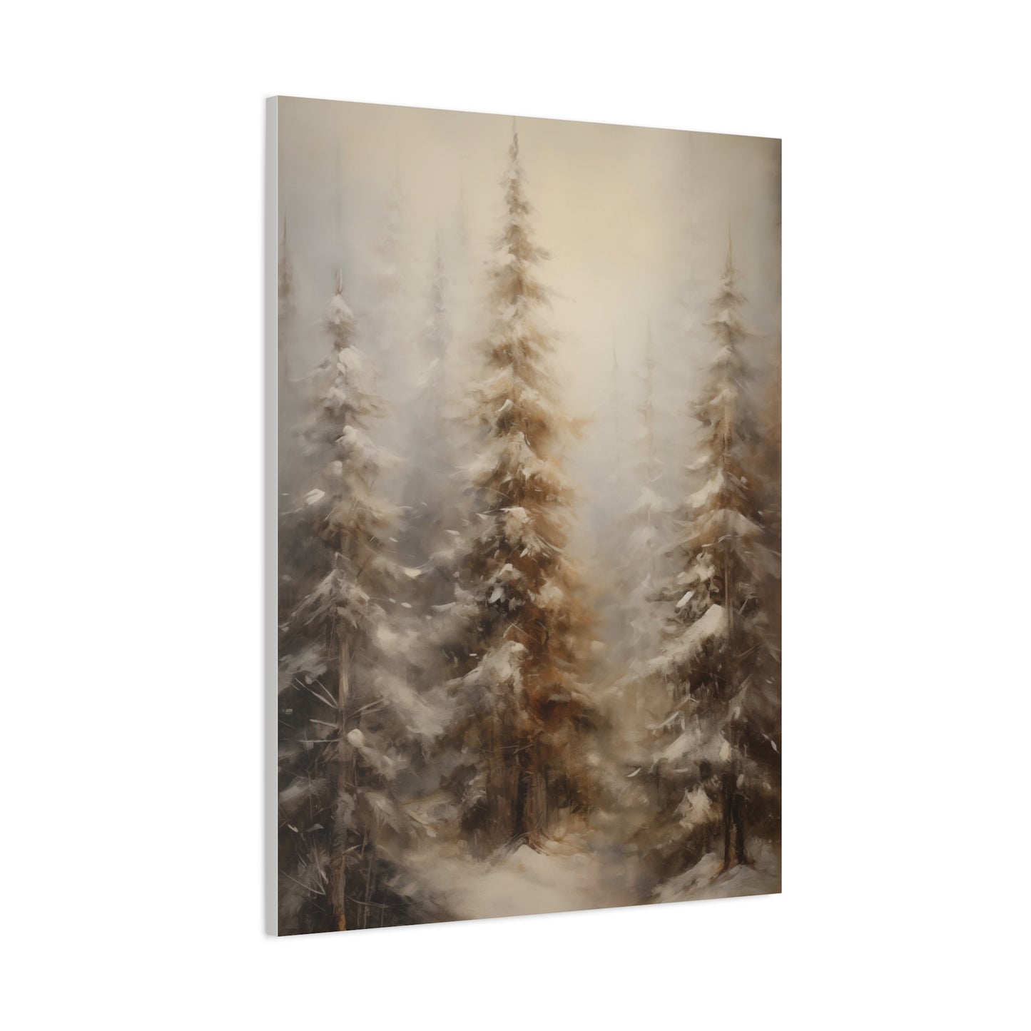 Snowy Pine Forest Winter Canvas Wall Art | Rustic Cabin Decor