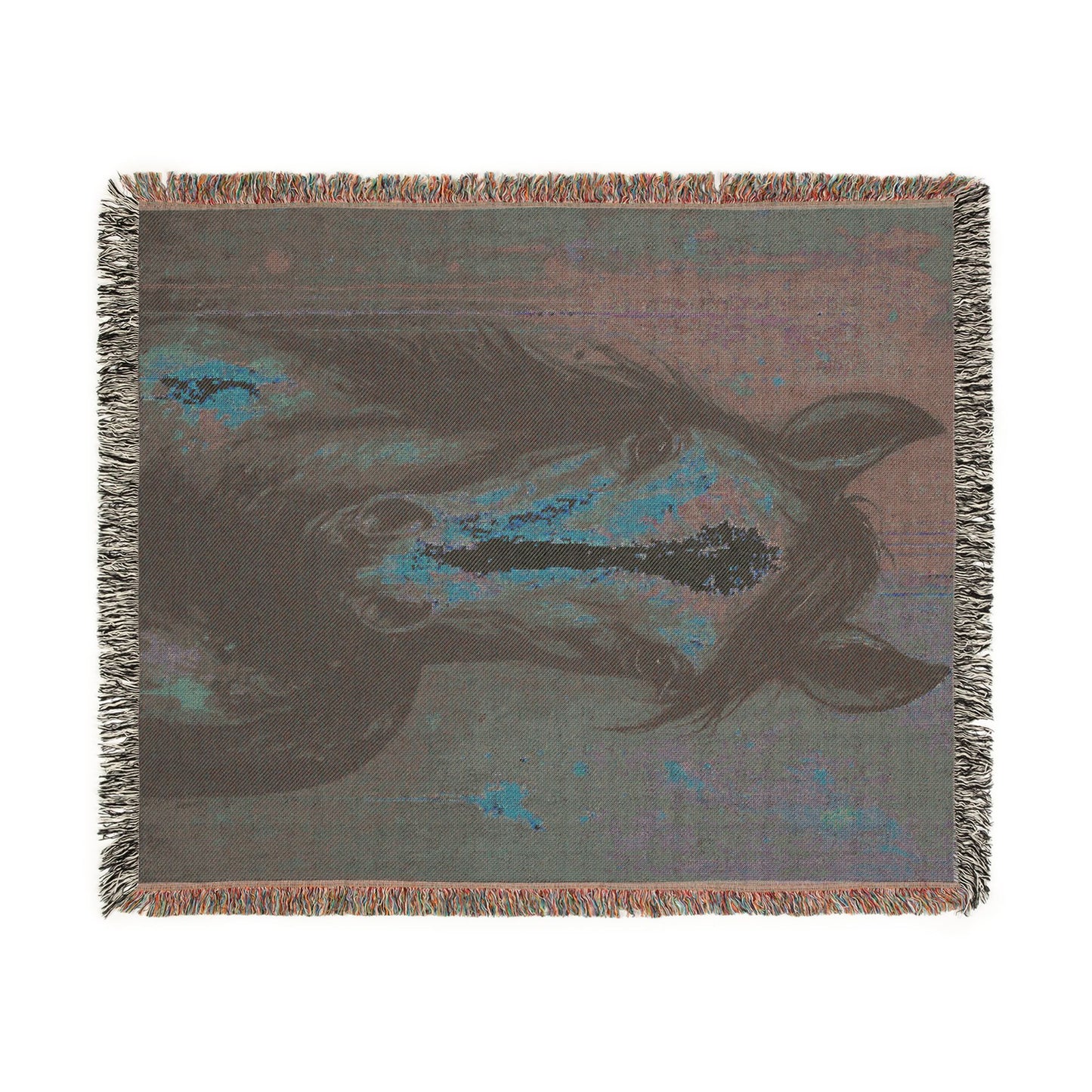 Western Horse Woven Blanket – Rustic Ranch Boho Throw