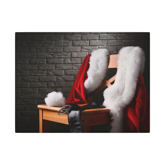 Canvas Wall Art, Santa Claus Belt Jacket Hat Festive Holiday Decor, Christmas Print