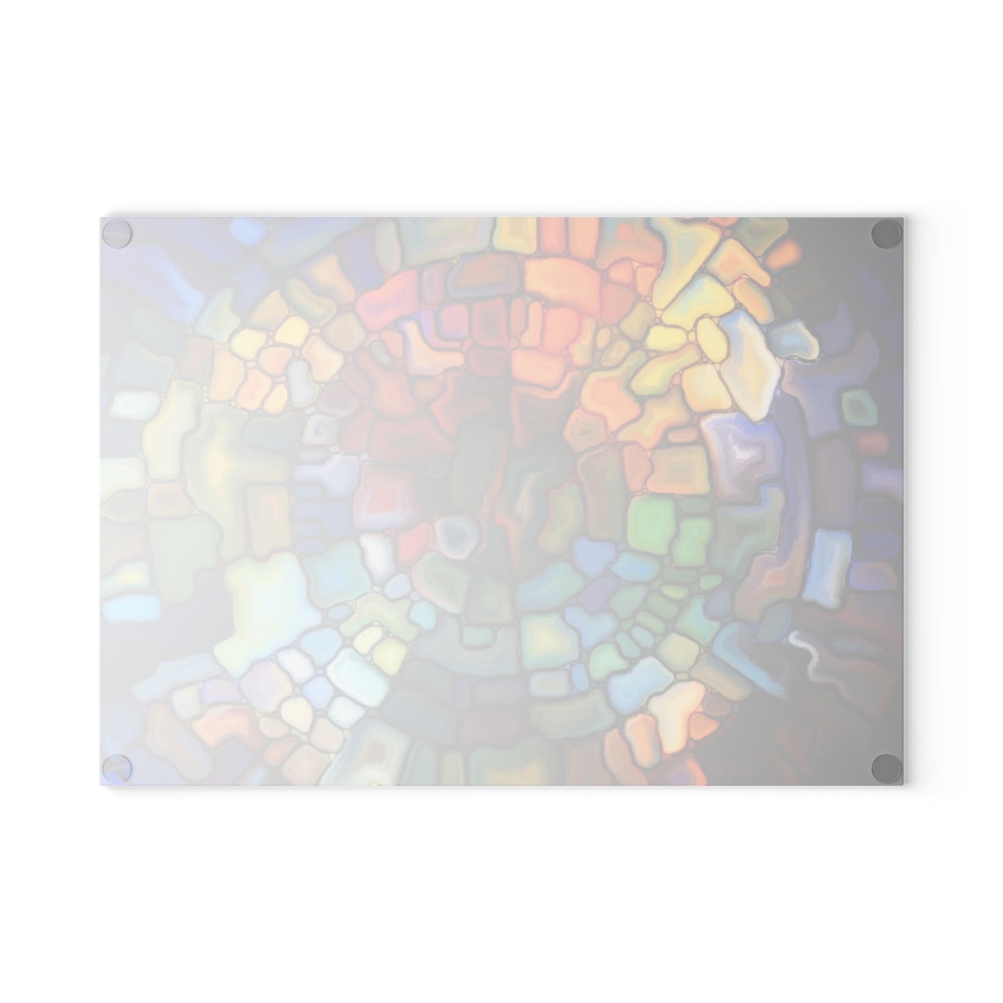 Stained Glass Mosaic Spiral Glass Cutting Board | Colorful Abstract Kitchen Decor