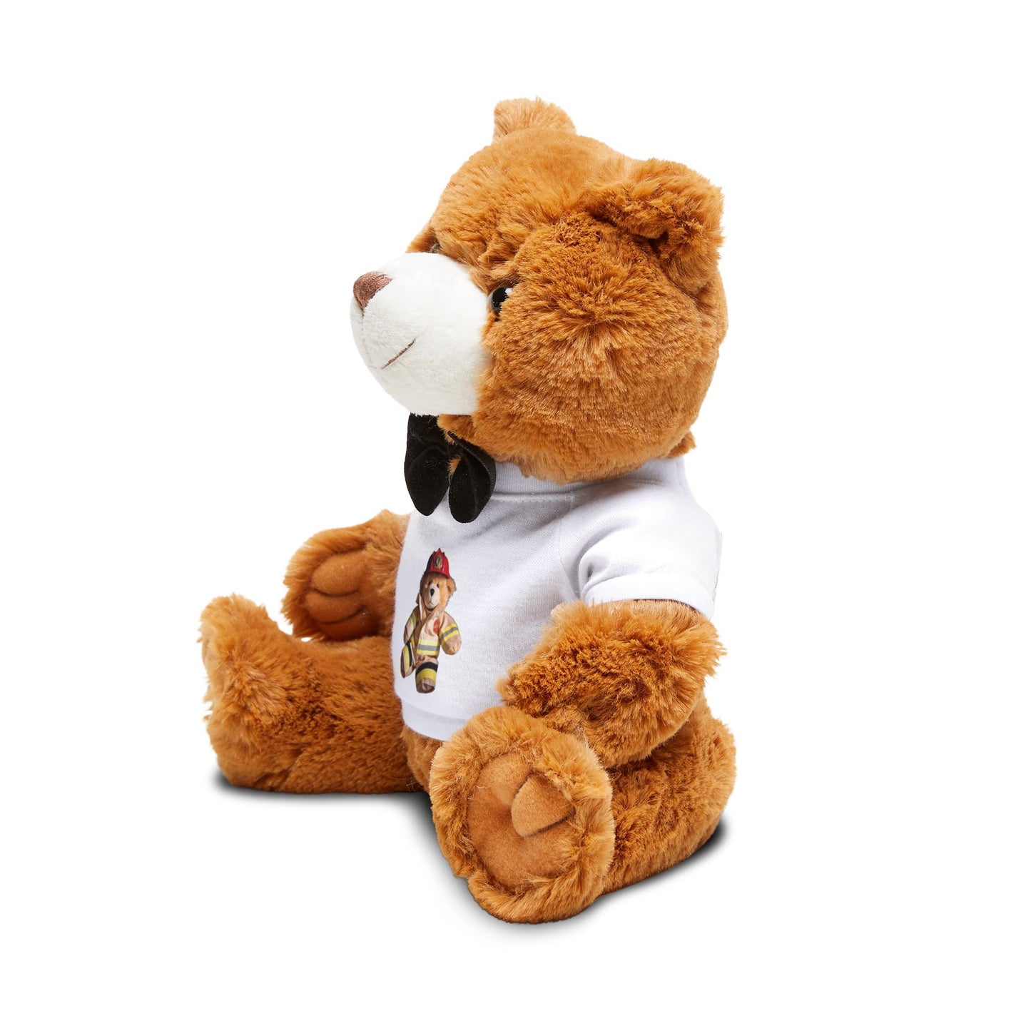 Plush Bear Bow Tie Teddy Bear Fireman on Shirt Kids Gift