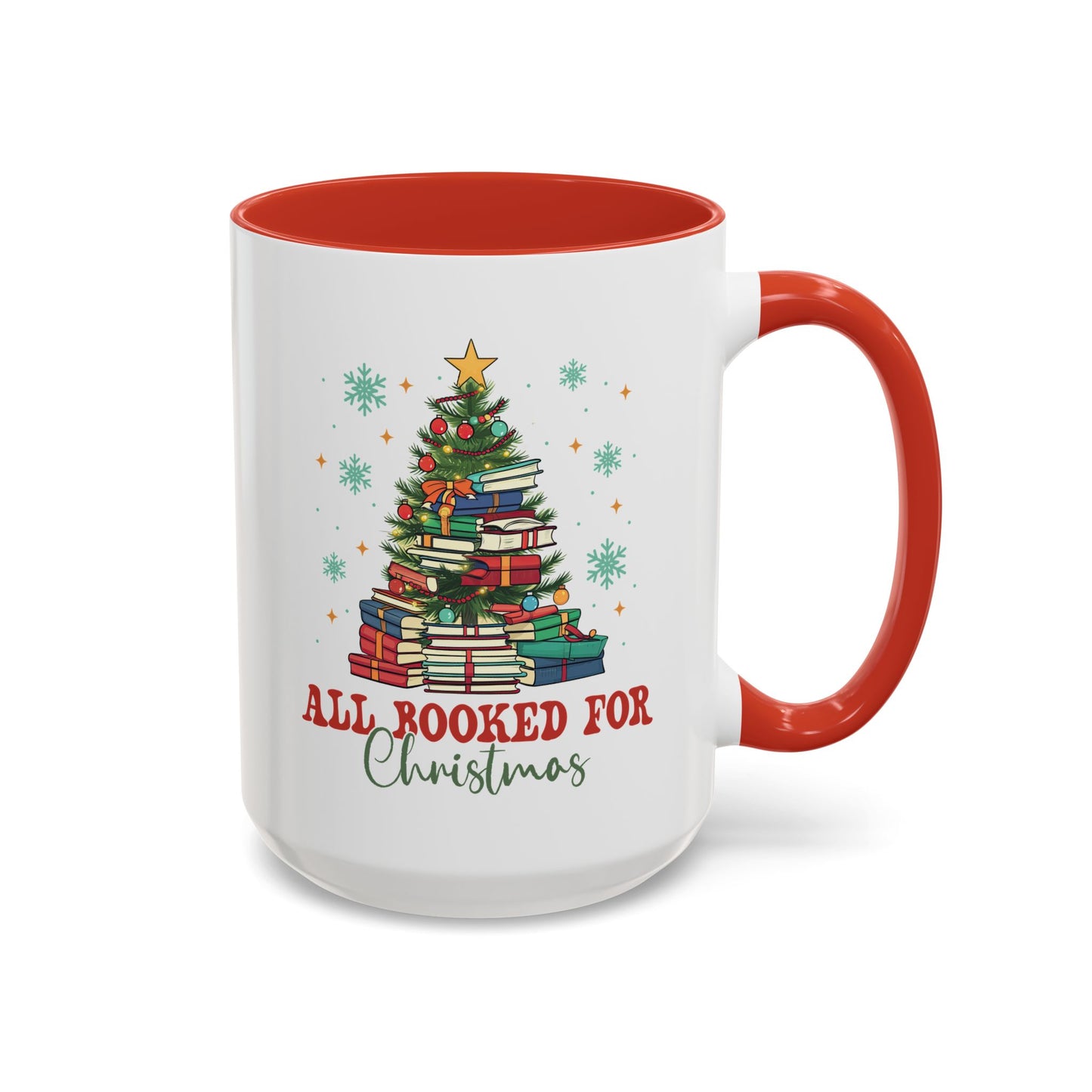 Christmas Booked Coffee Mug (11, 15oz) Holiday Book Lover Gift Festive Reading Mug Xmas Tree Teacher Gift