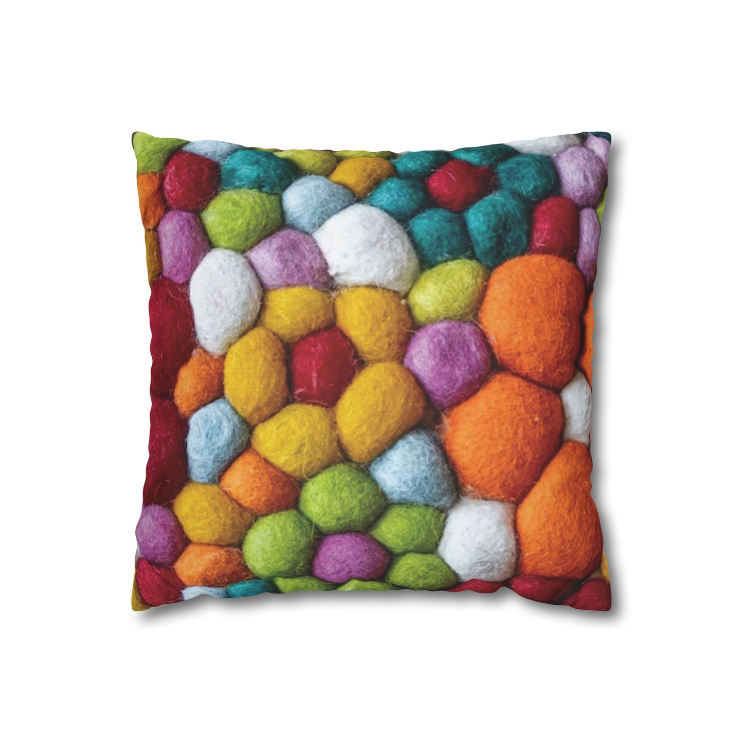 Decorative Pillowcase, Vibrant Colorful Cotton Balls Print, Square Couch Pillow Cover
