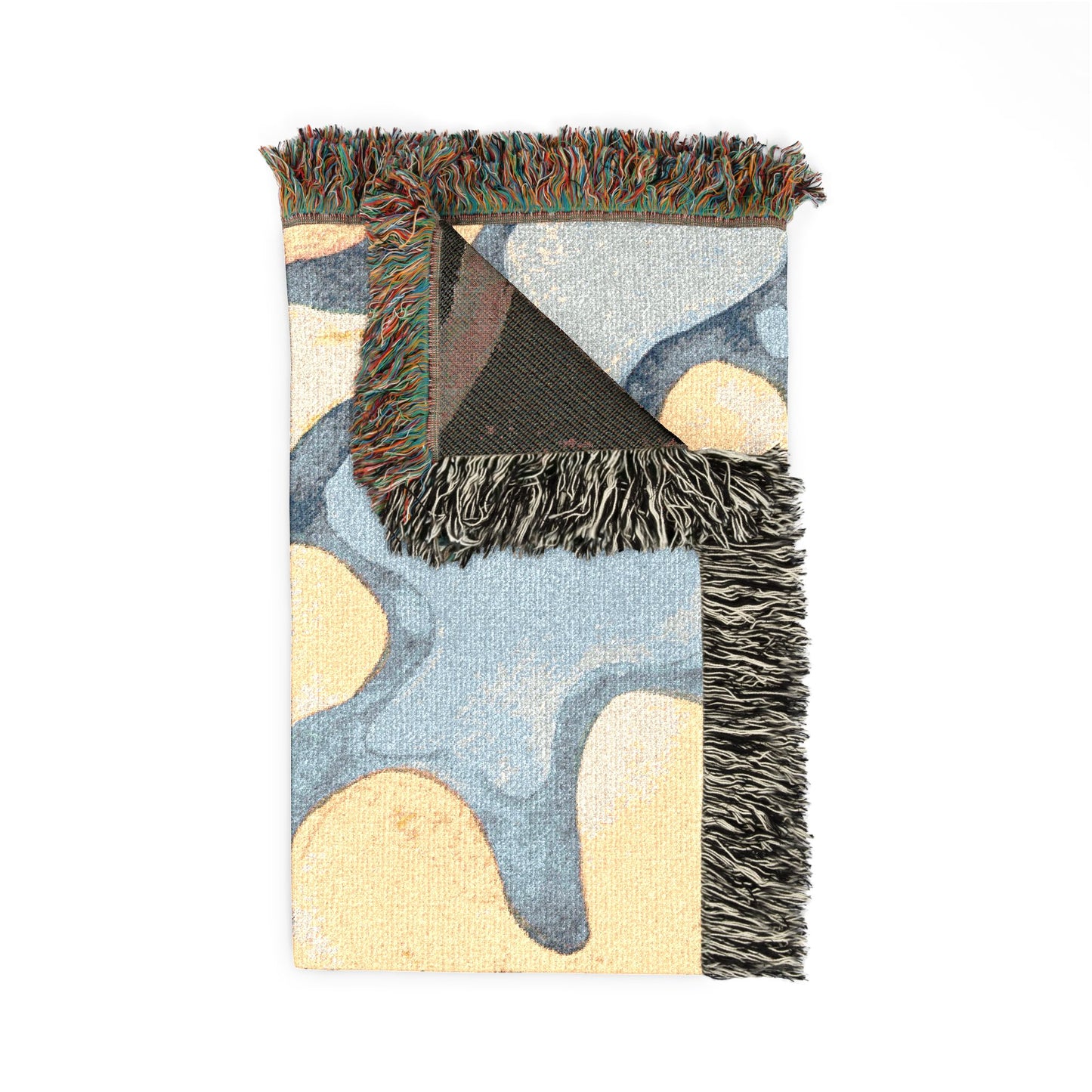 Abstract Blue & Yellow Woven Throw Blanket | Mid-Century Modern Decor